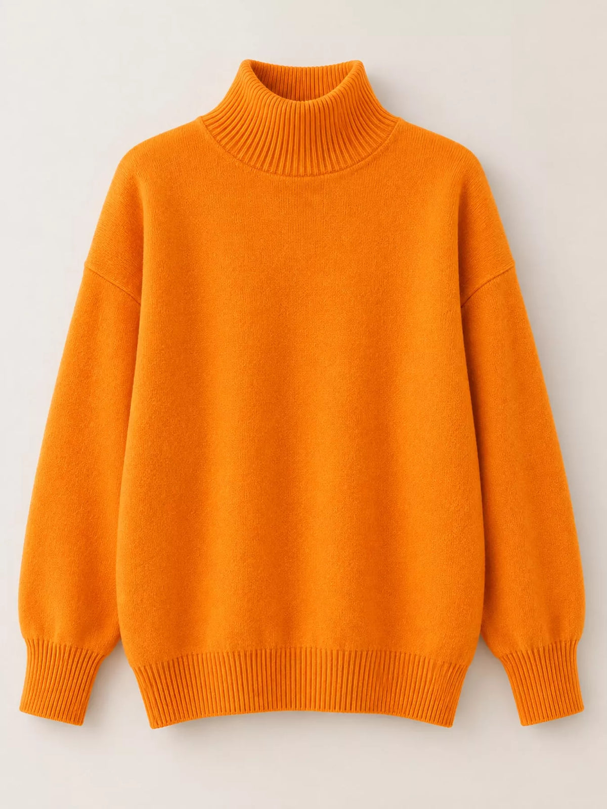 turtleneck dropped shoulder sweater | dropsona - neutral - close-up detail