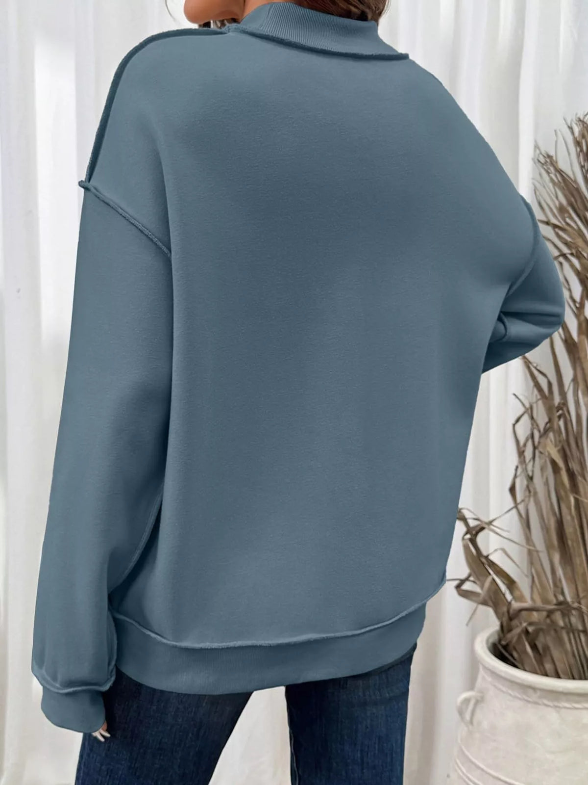 mock neck long sleeve sweatshirt | dropsona polyester 70% - neutral - size reference