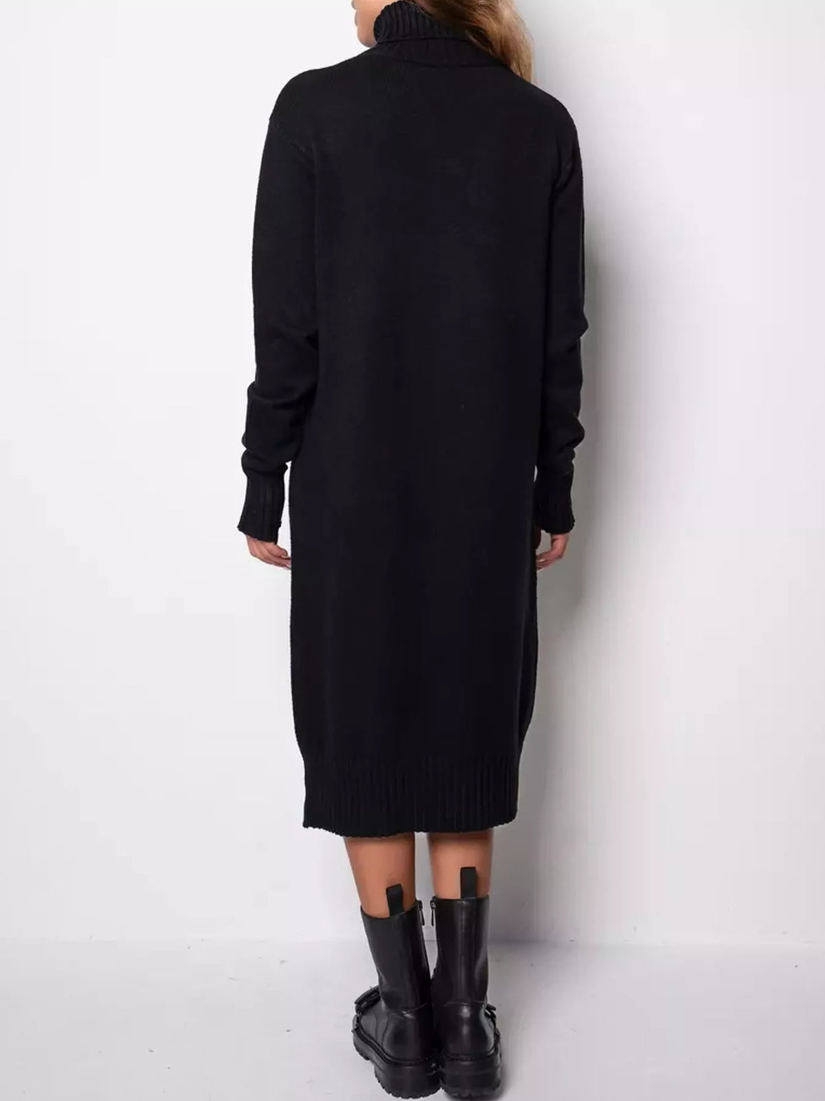 turtleneck ribbed knit sweater dress | dropsona - neutral - packaging