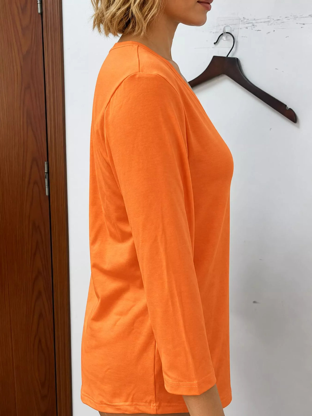 full size v-neck half sleeve t-shirt plus | dropsona - neutral - front view