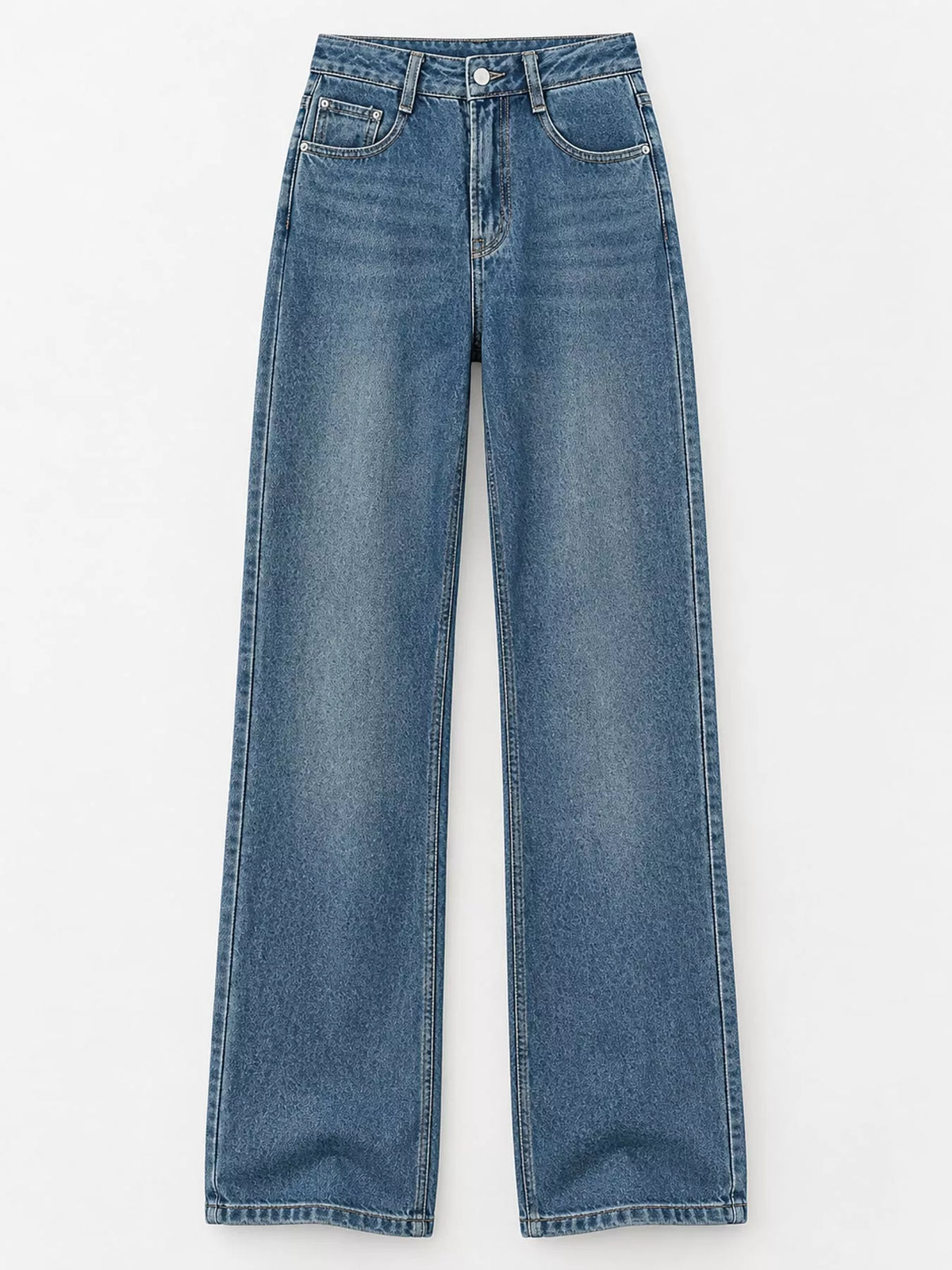 high-waisted vintage wash wide-leg jeans | dropsona - neutral - close-up detail