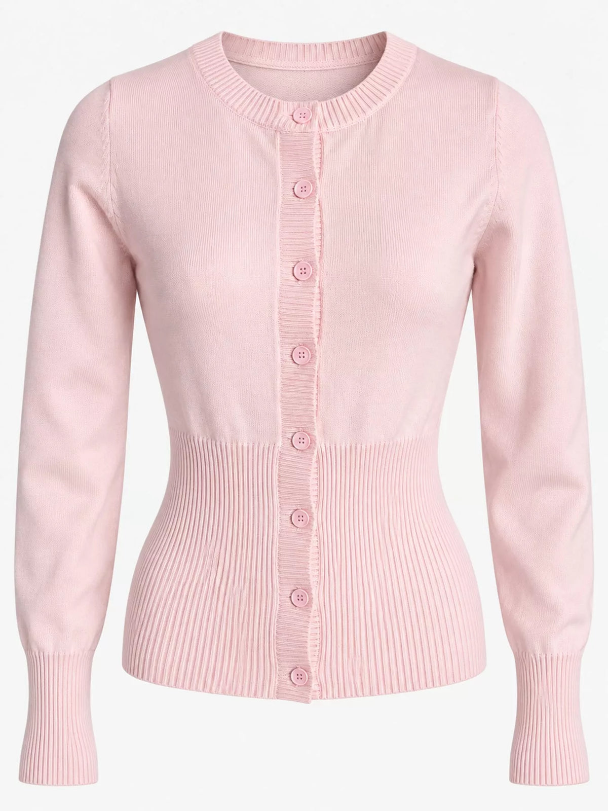 slim-fit ribbed knit button-down cardigan | dropsona - neutral - usage example