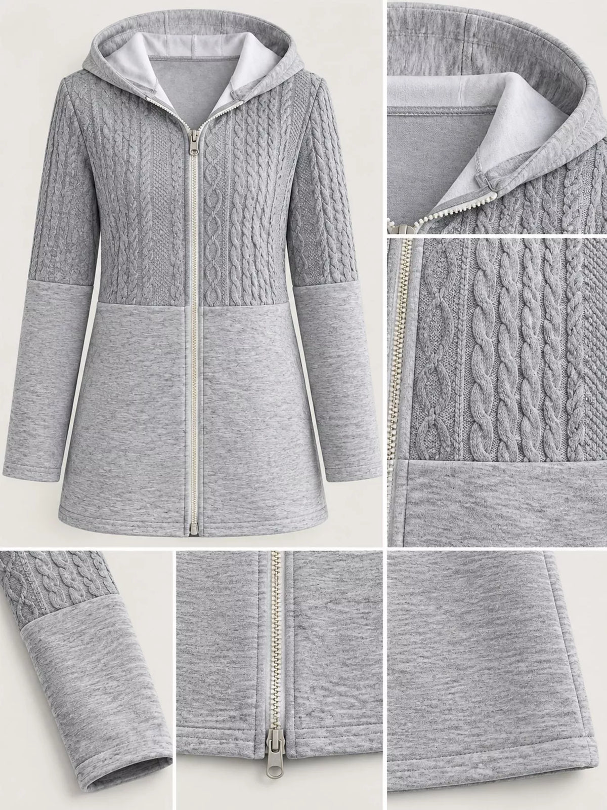 full size hooded zip-up jacket plus | dropsona - neutral - size reference