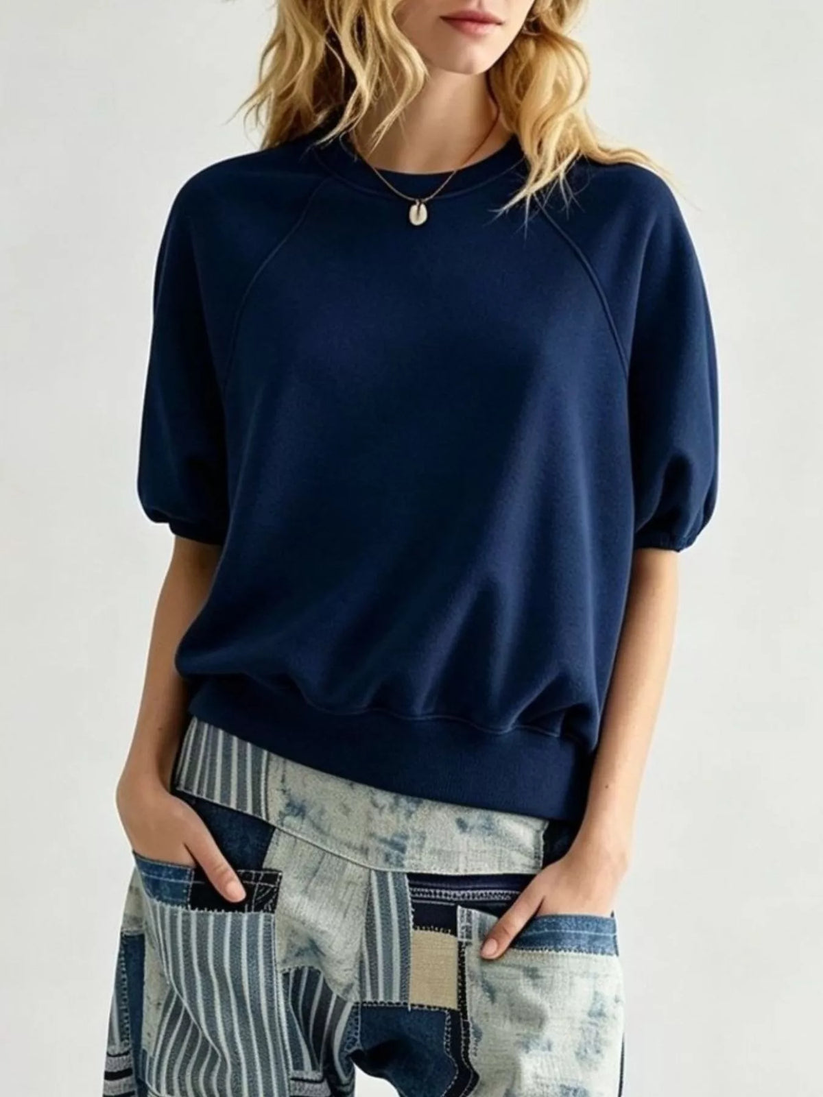 full size raglan short-sleeve sweatshirt plus | dropsona - neutral - usage example