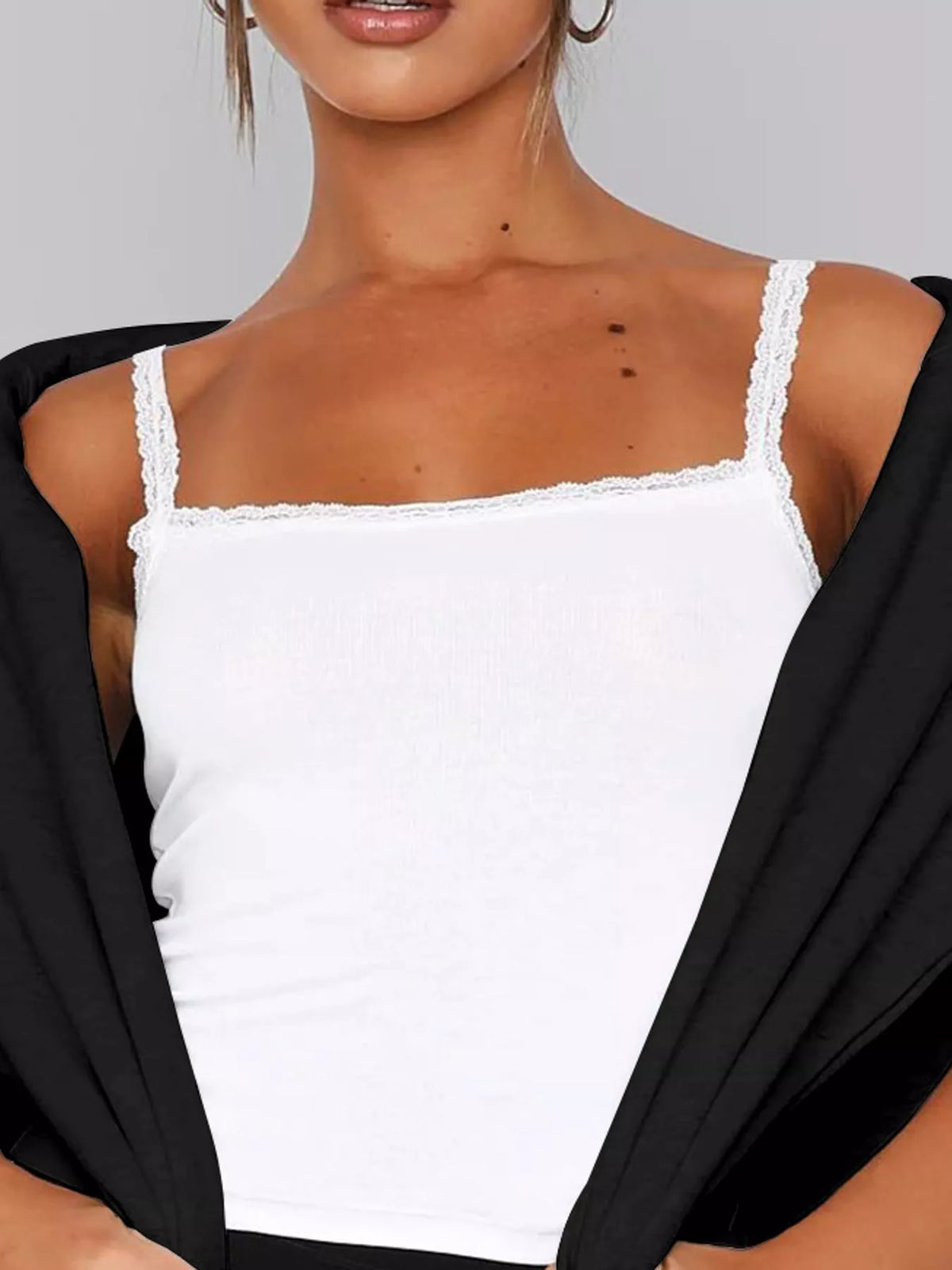 lace detail cami top – detail,ribbed,backless fit | dropsona - neutral - usage example