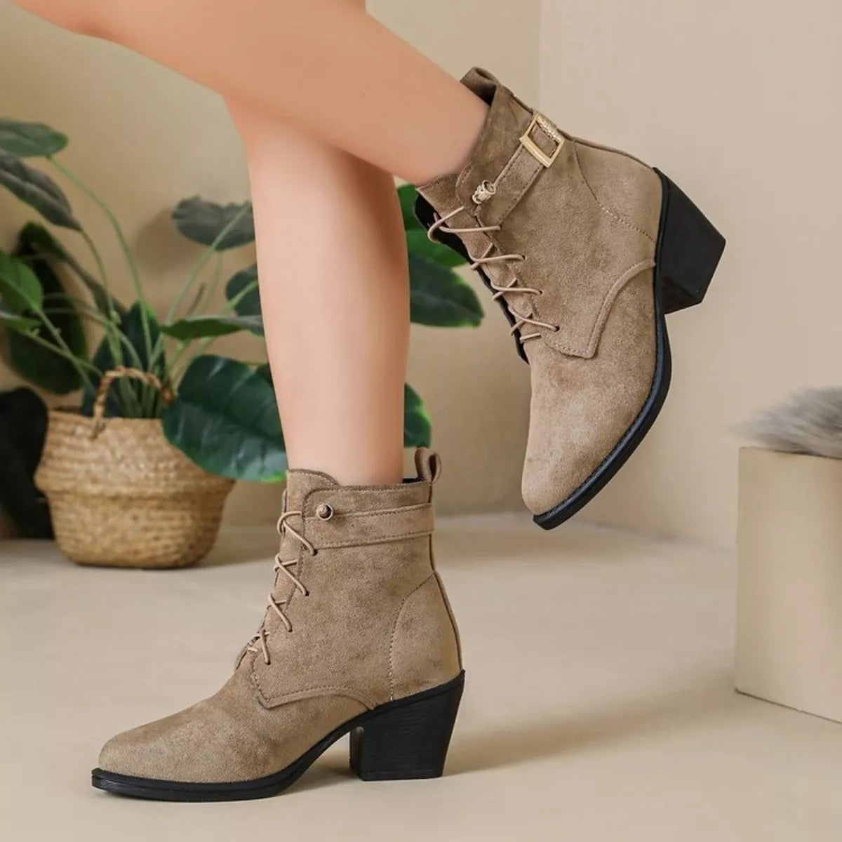 round toe block heels boots – classy ballet flats | dropsona - neutral - material texture
