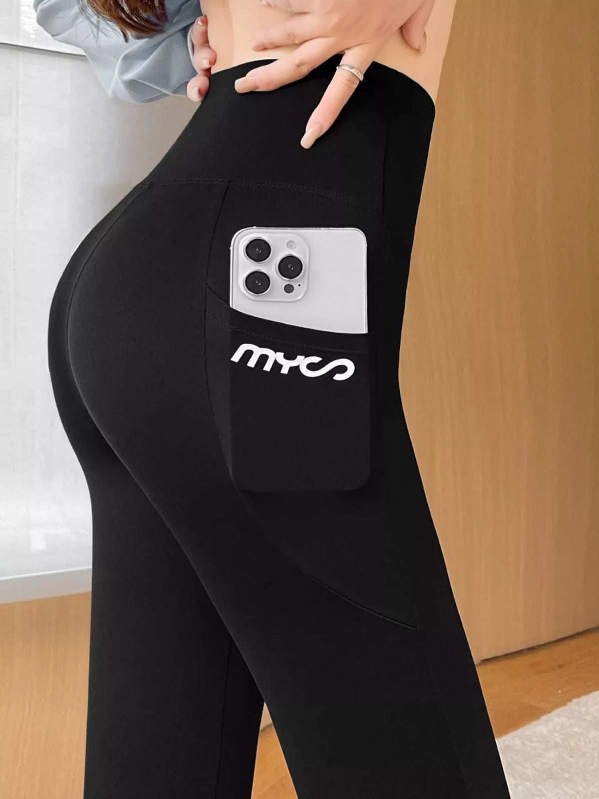 high-waisted tummy control active leggings with side | dropsona - neutral - size reference