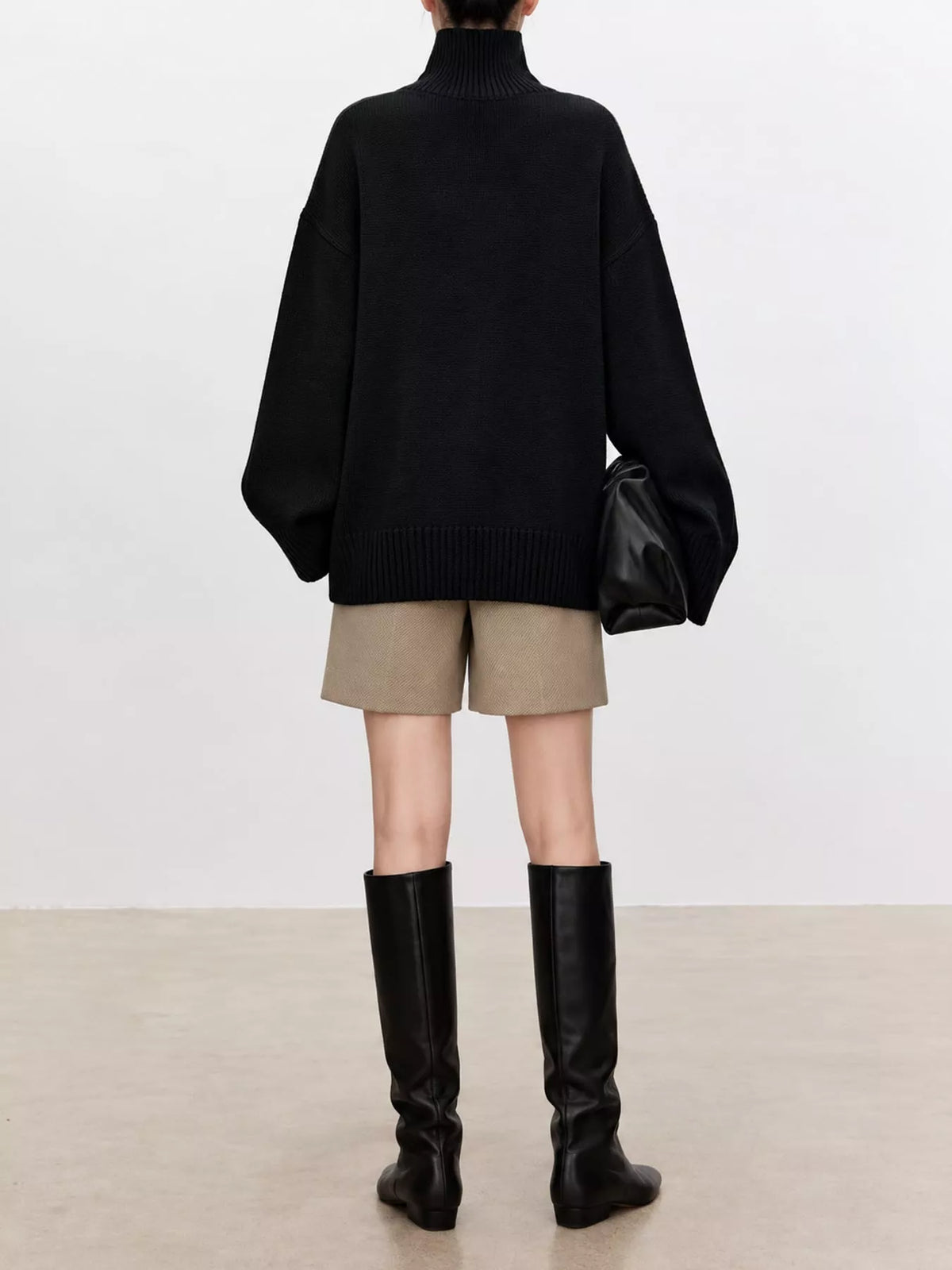 oversized turtleneck wool sweater | dropsona - neutral - front view