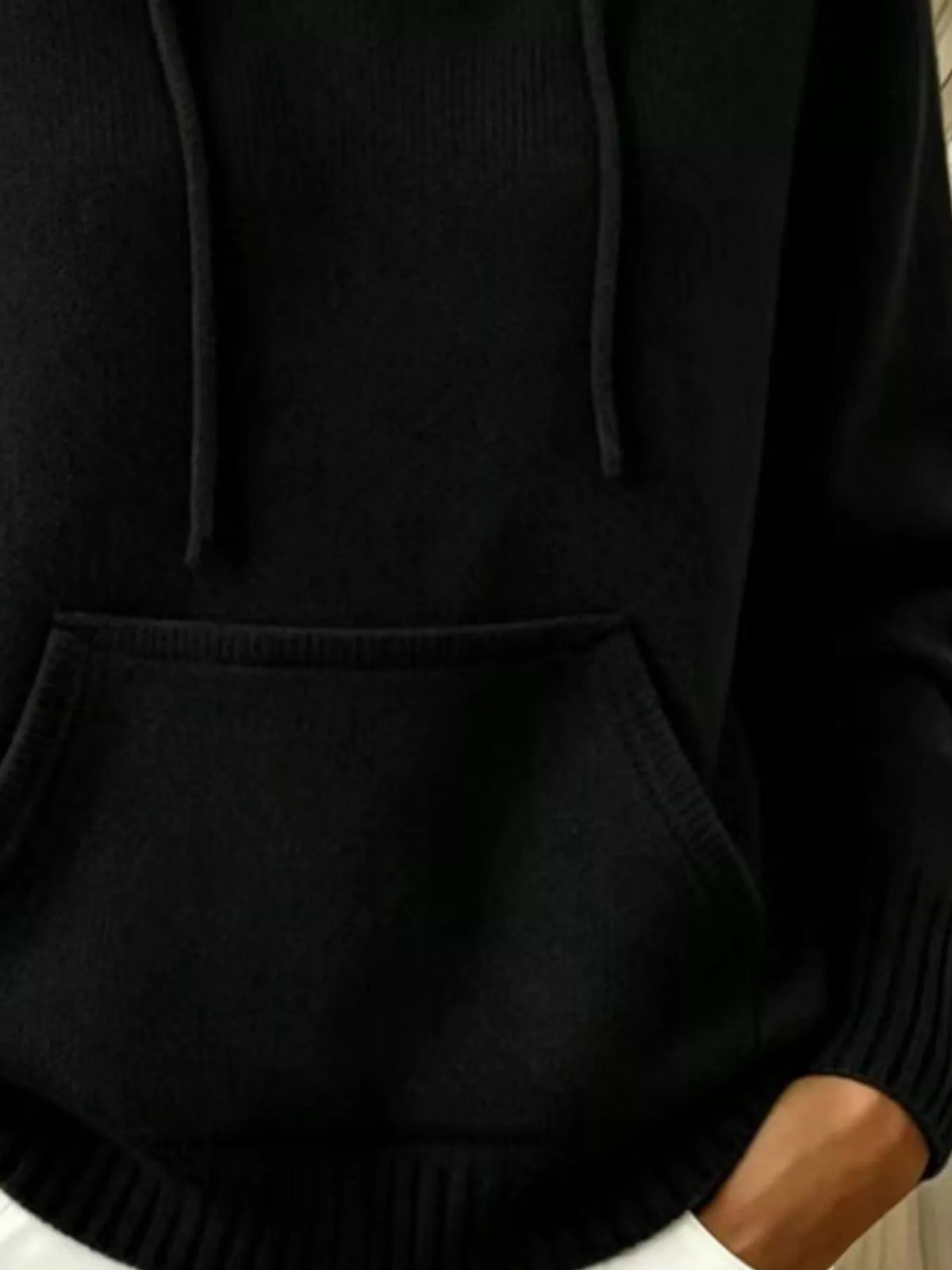 full size drawstring kangaroo pocket hooded sweater | dropsona - neutral - usage example