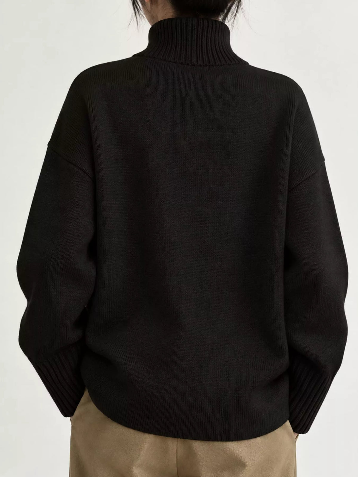 turtleneck dropped shoulder sweater | dropsona - neutral - material texture