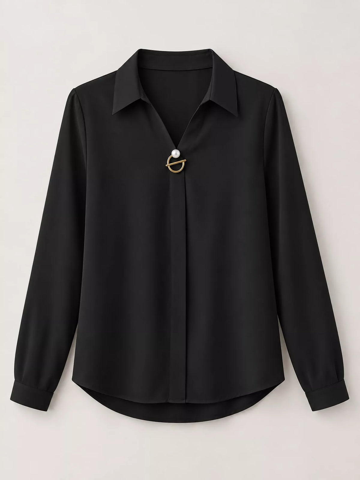 long sleeve satin blouse | dropsona - neutral - material texture