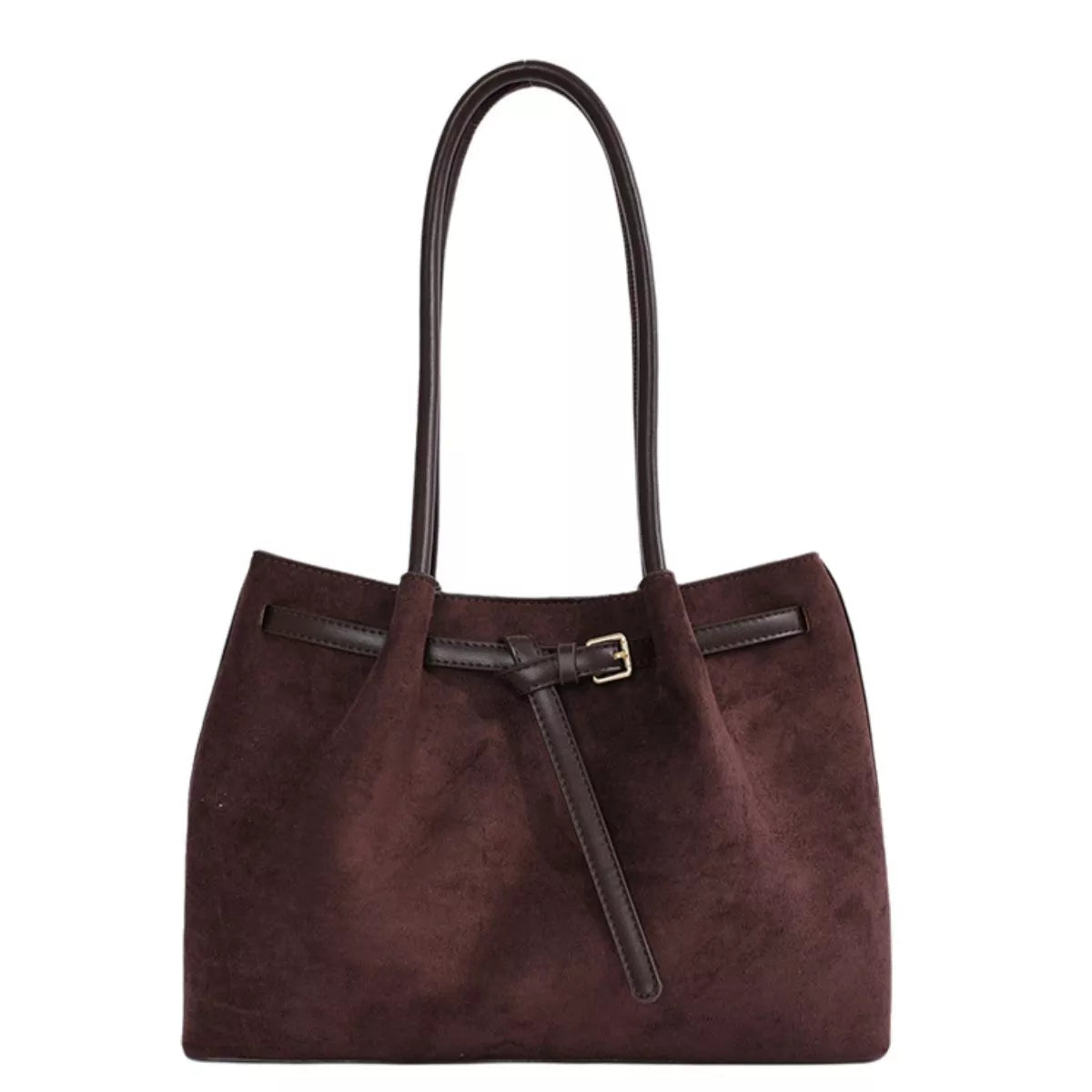 vintage suede shoulder bag – stylish sling | dropsona - neutral - packaging