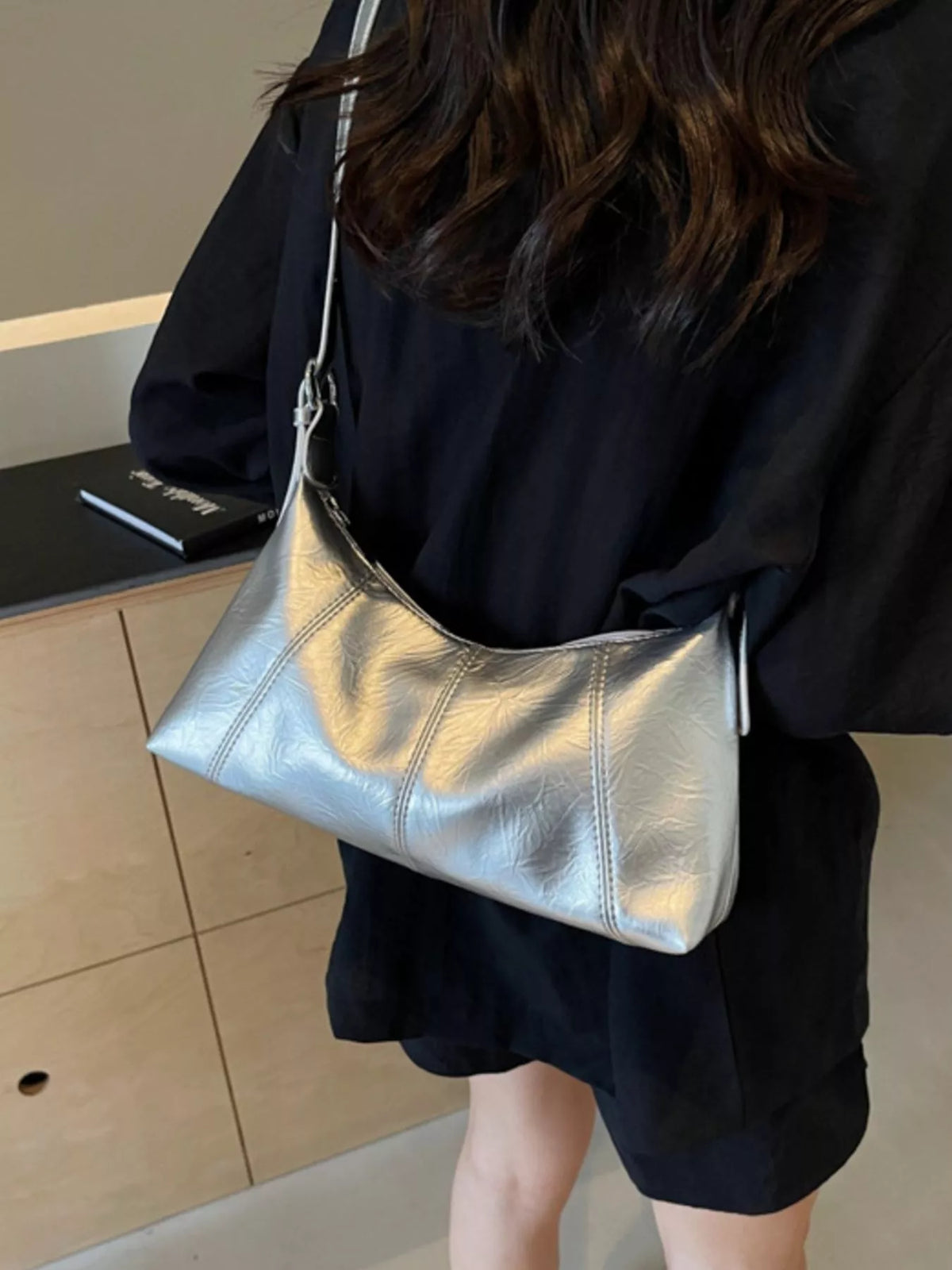 pu leather shoulder bag – stylish sling | dropsona - neutral - size reference