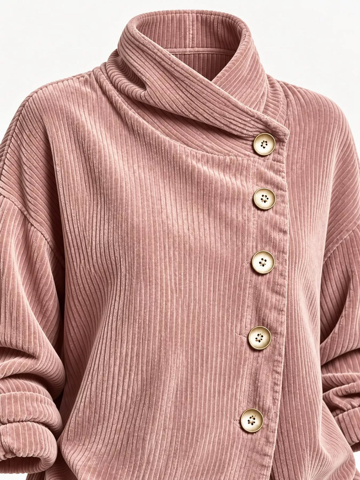full size asymmetric button-down corduroy jacket plus | dropsona - neutral - size reference