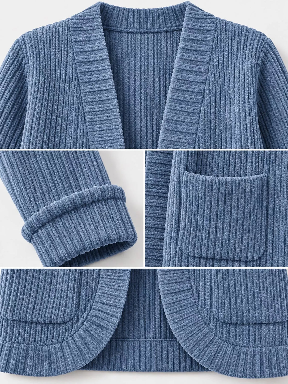 ribbed knit open front cardigan with pockets | dropsona - neutral - usage example
