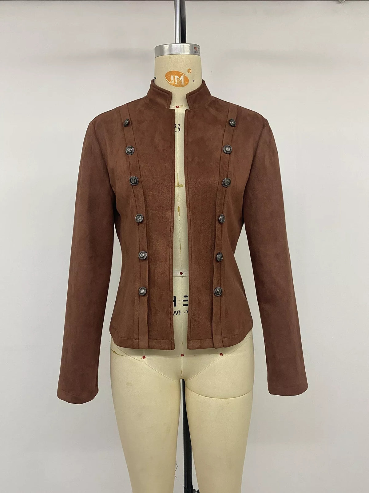 vintage stand collar cropped jacket | dropsona - neutral - material texture