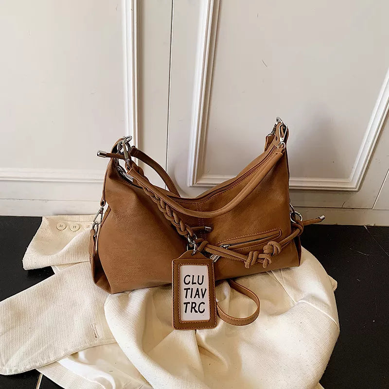 knot-detail shoulder bag – stylish sling | dropsona - neutral - close-up detail