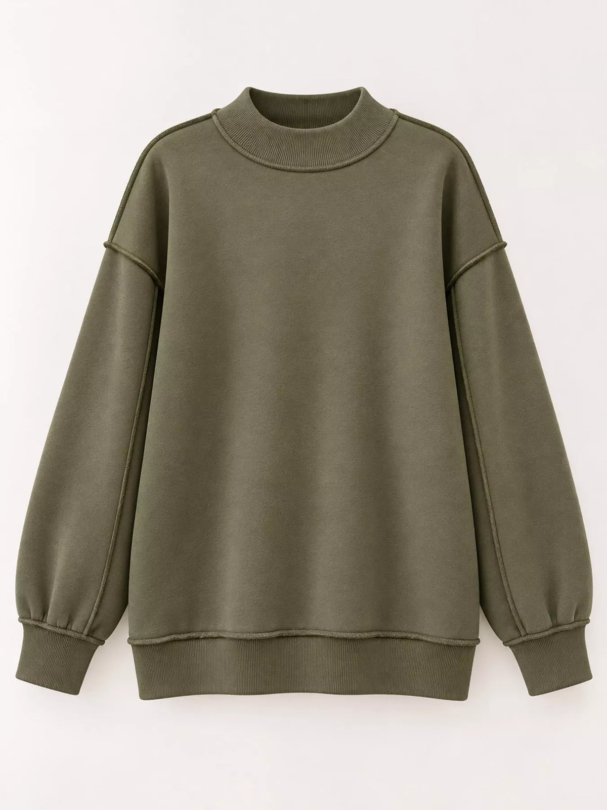mock neck long sleeve sweatshirt | dropsona polyester 70% - neutral - size reference