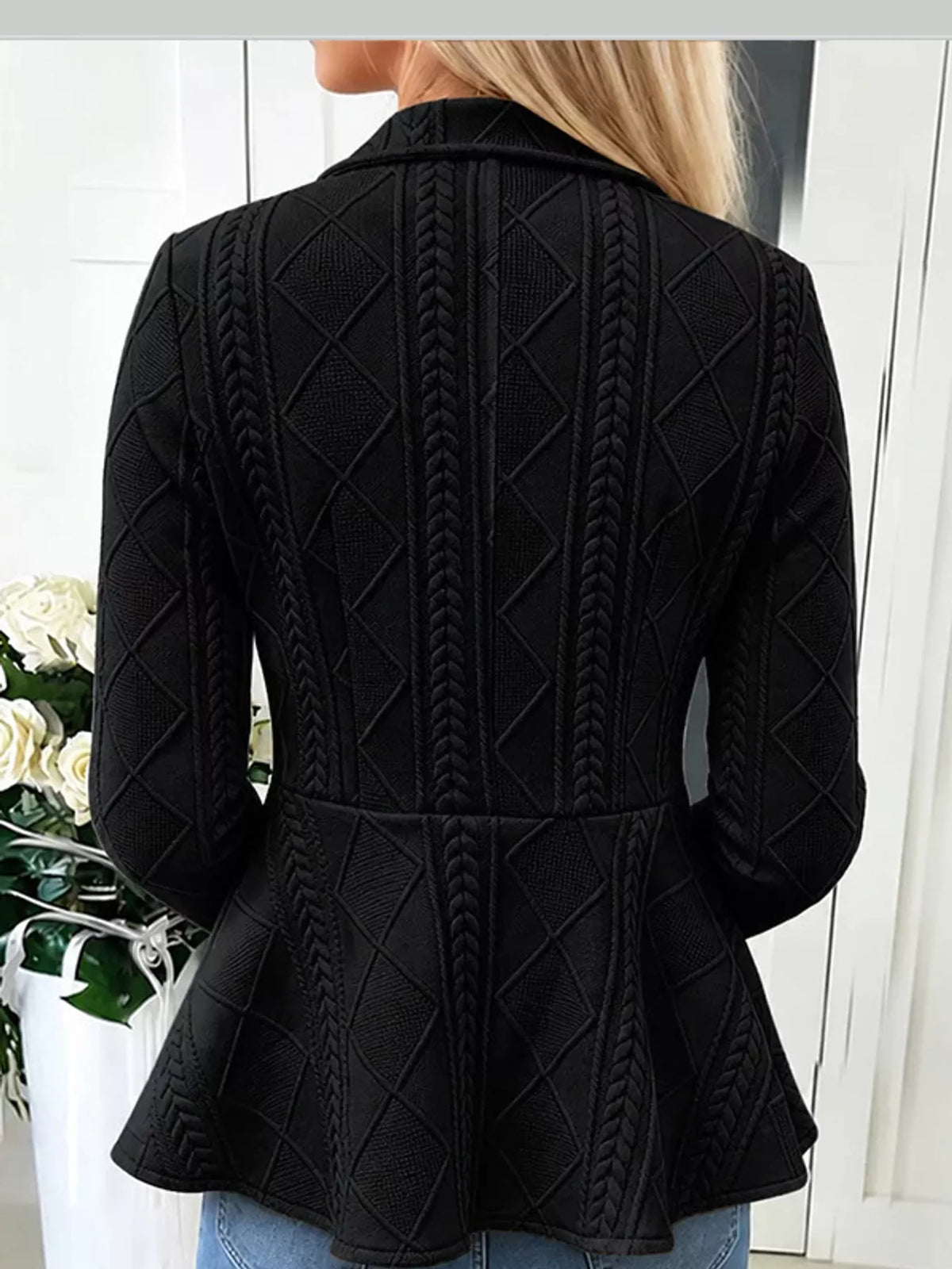 cable-knit button up cardigan | dropsona polyester 100% - neutral - usage example