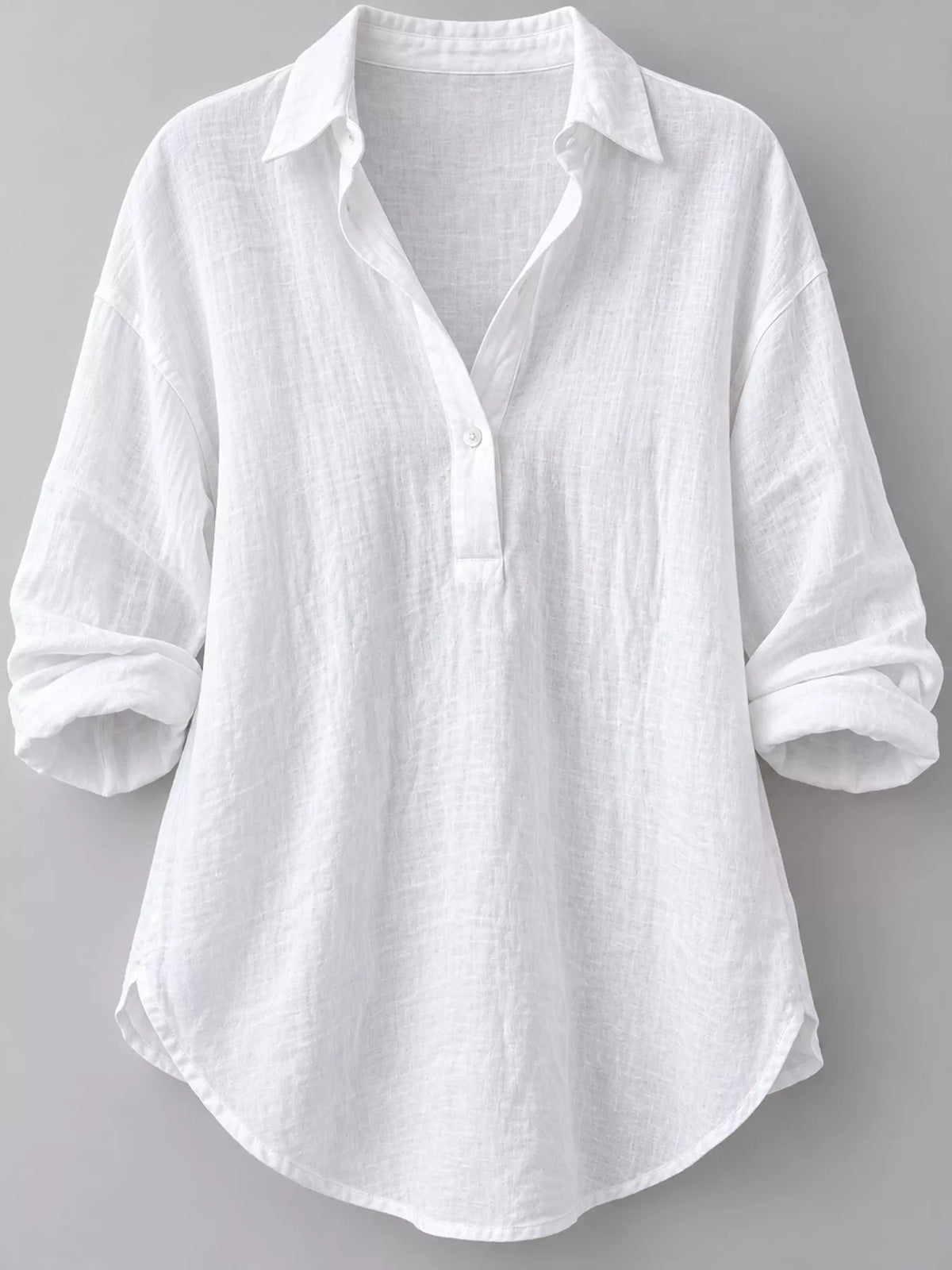 collared neck long sleeve blouse | dropsona - neutral - close-up detail