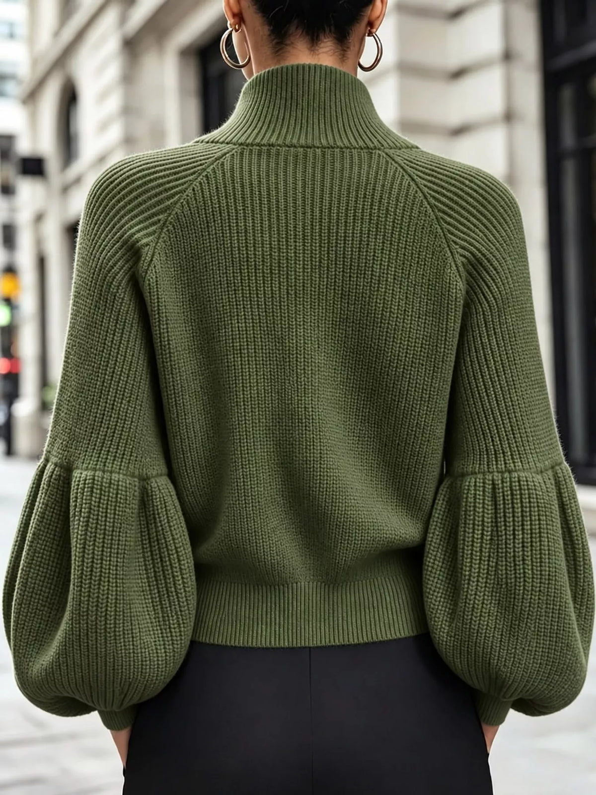 full size elegant ribbed knit zip-up cardigan with | dropsona - neutral - material texture