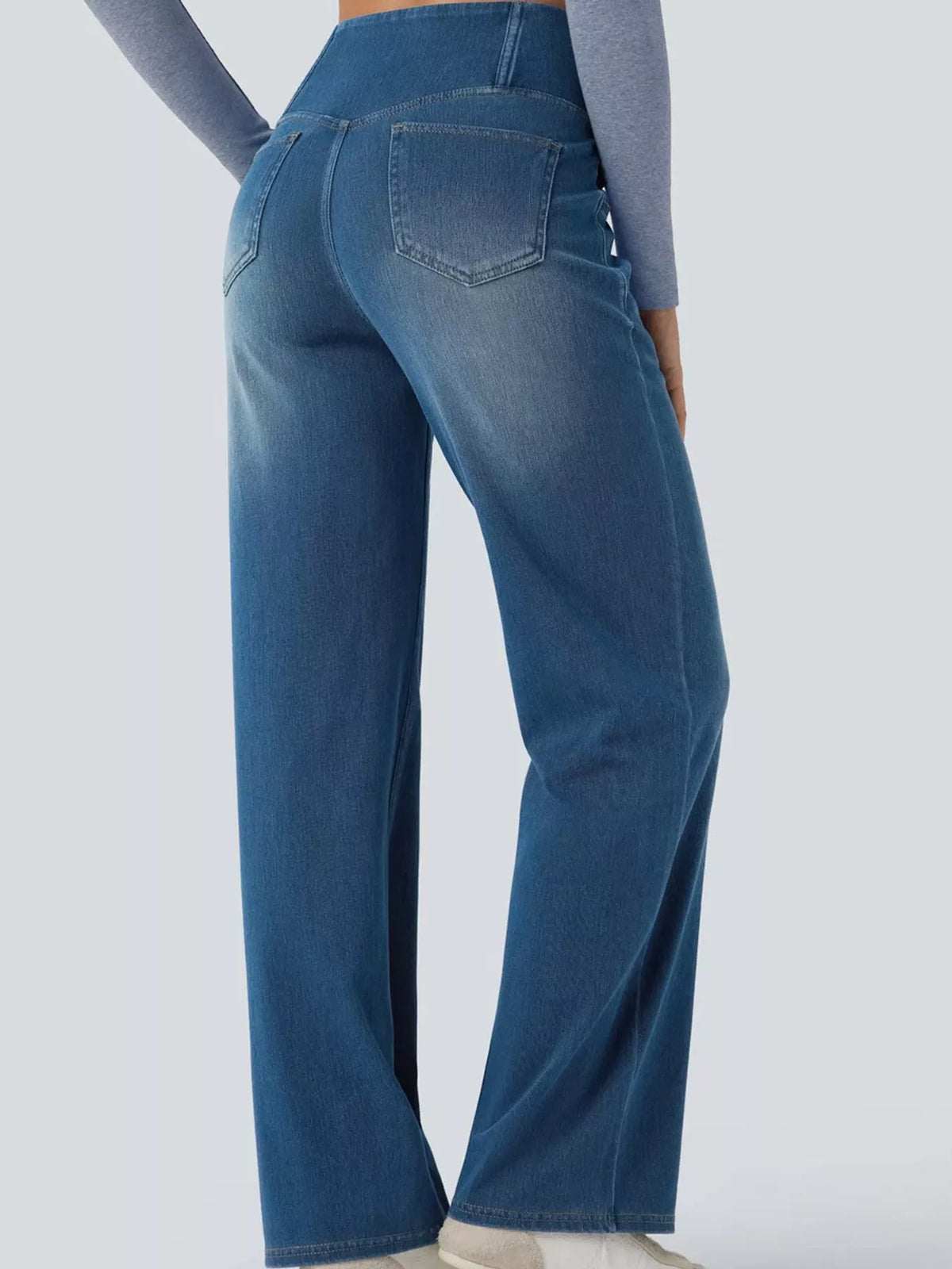 cat's whisker high-waisted cross-over waistband | dropsona - neutral - front view