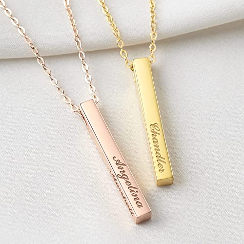 personalized mother necklace, 4 side bar kid | dropsona - neutral - size reference