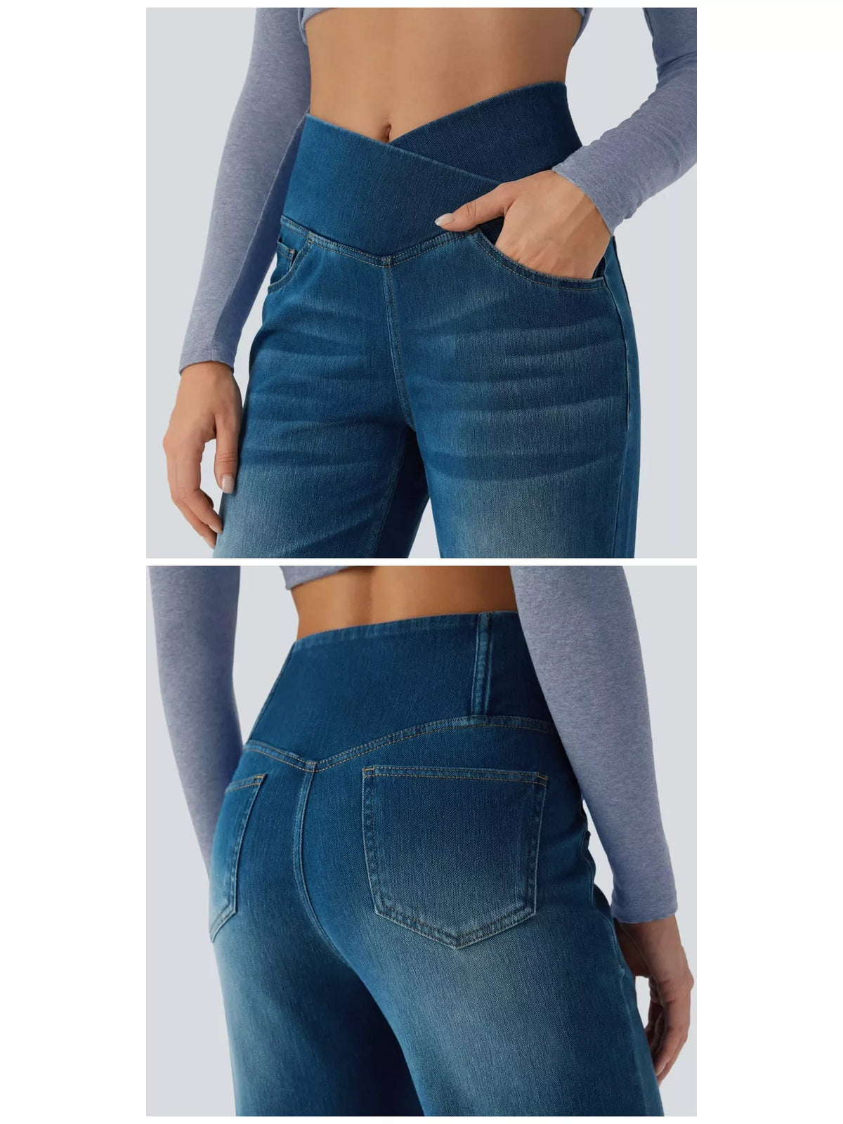 cat's whisker high-waisted cross-over waistband | dropsona - neutral - usage example