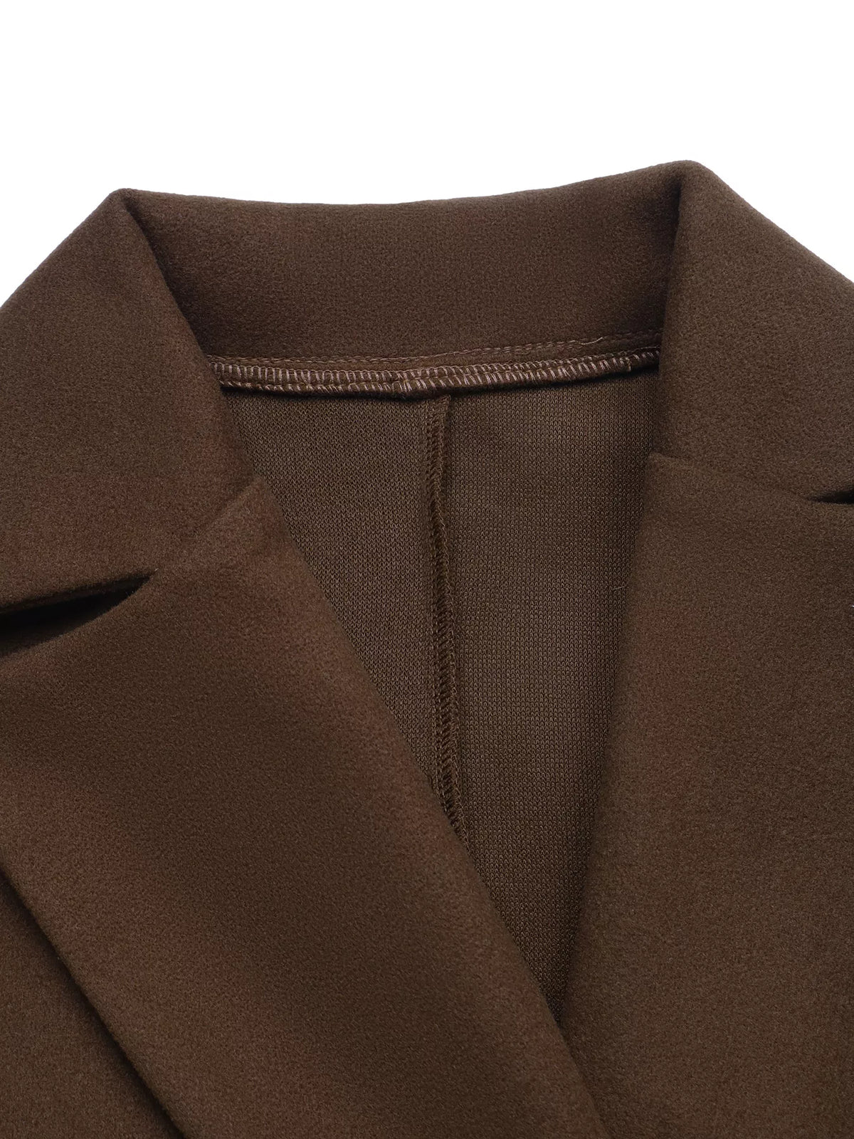 double-breasted longline coat – basic style | dropsona - neutral - close-up detail