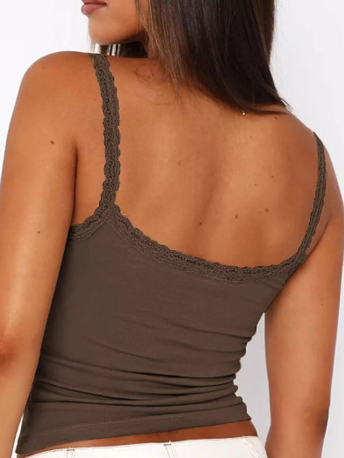 lace detail cami top – detail,ribbed,backless fit | dropsona - neutral - material texture