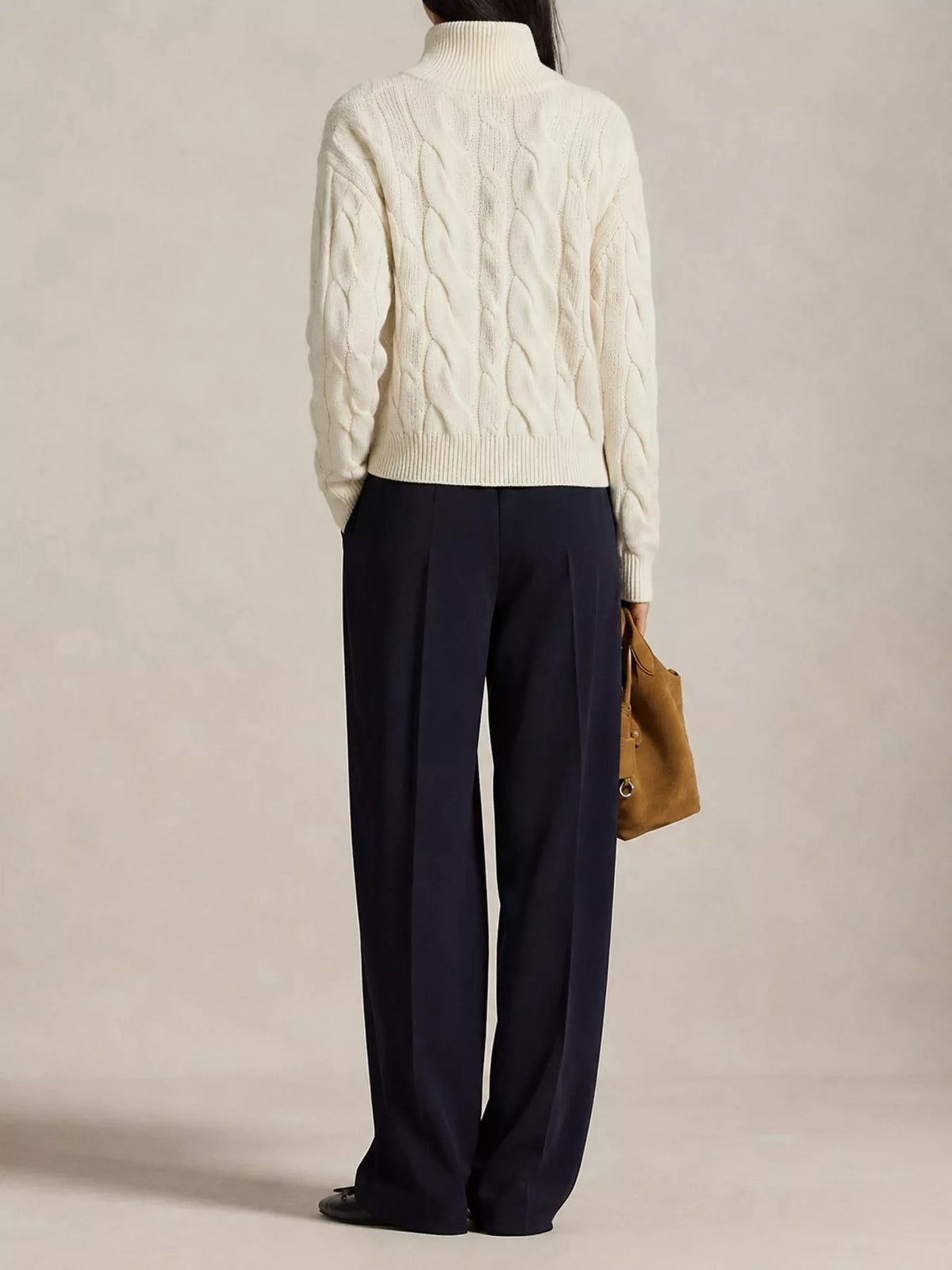 cable knit button up cardigan | dropsona sheep wool 95 - neutral - close-up detail
