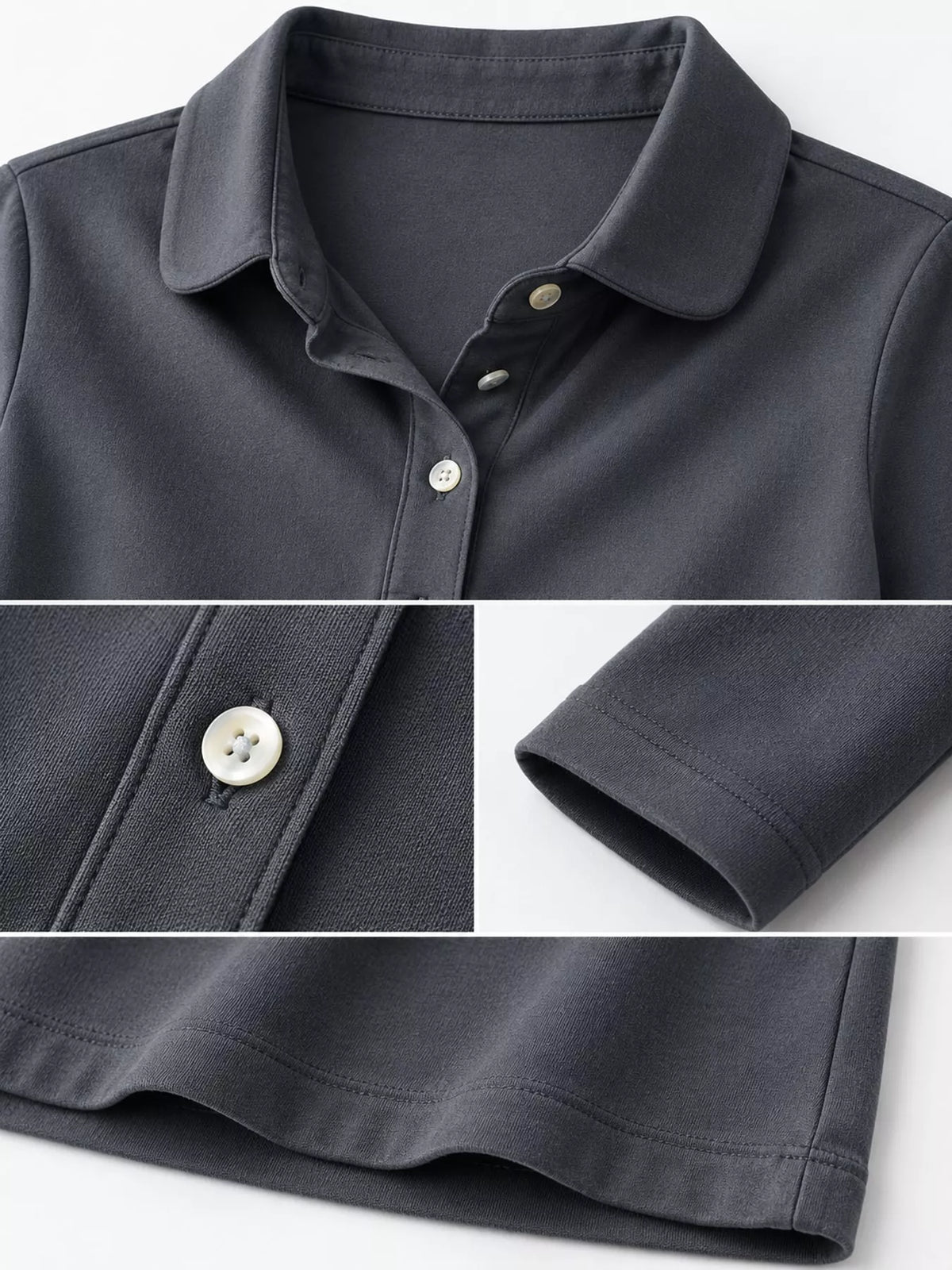 full size button-down long sleeve shirt plus | dropsona - neutral - close-up detail