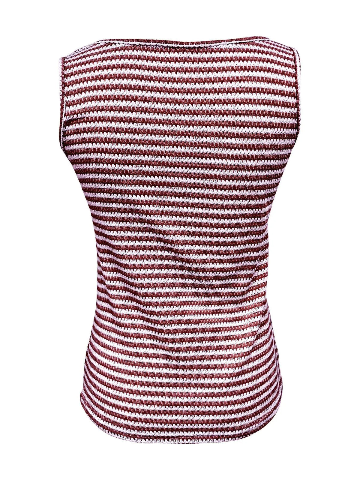 striped round neck tank top – ribbed,buttoned | dropsona - neutral - material texture