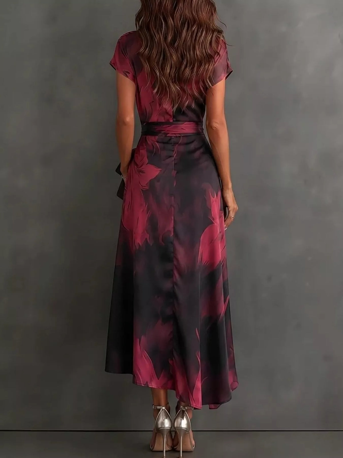 tie detail surplice dress | dropsona - neutral - material texture