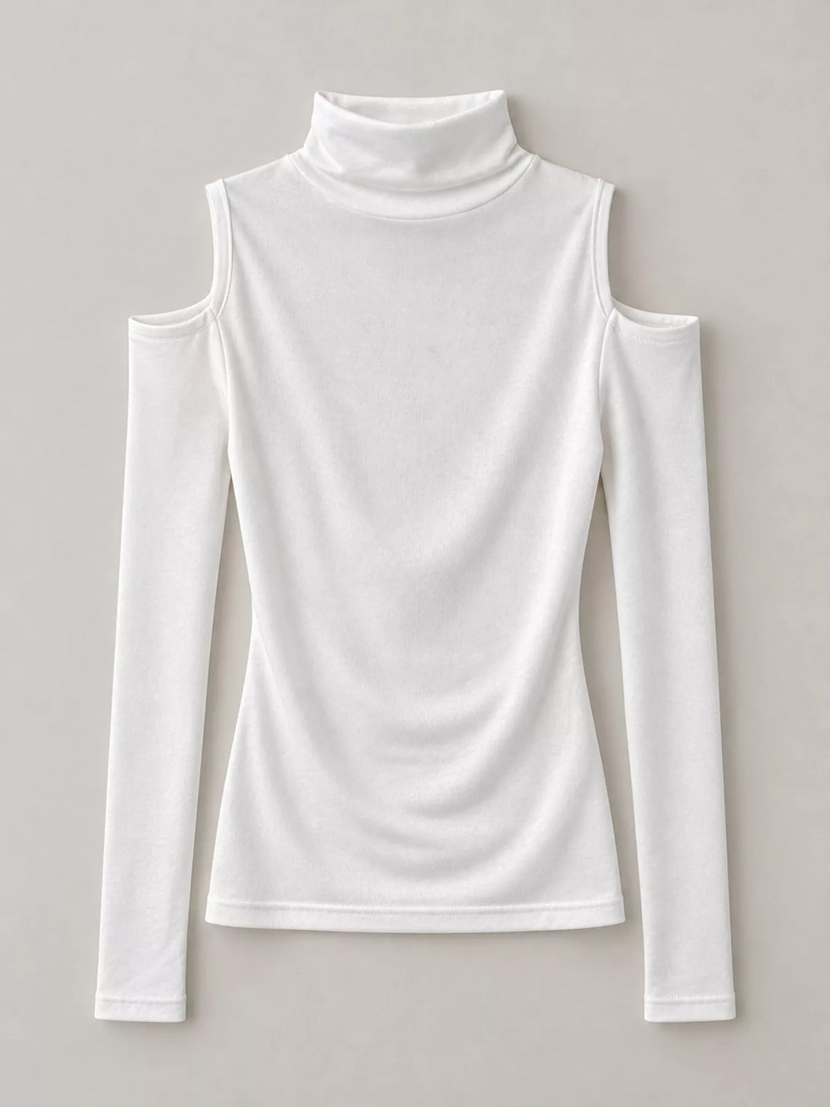 mock neck cold-shoulder slim-fit t-shirt | dropsona - neutral - size reference