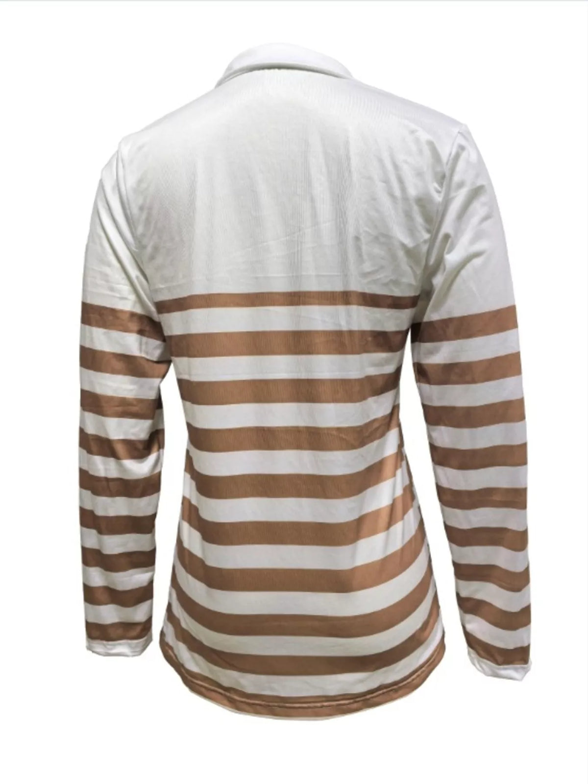 quarter-zip striped long sleeve t-shirt | dropsona - neutral - close-up detail