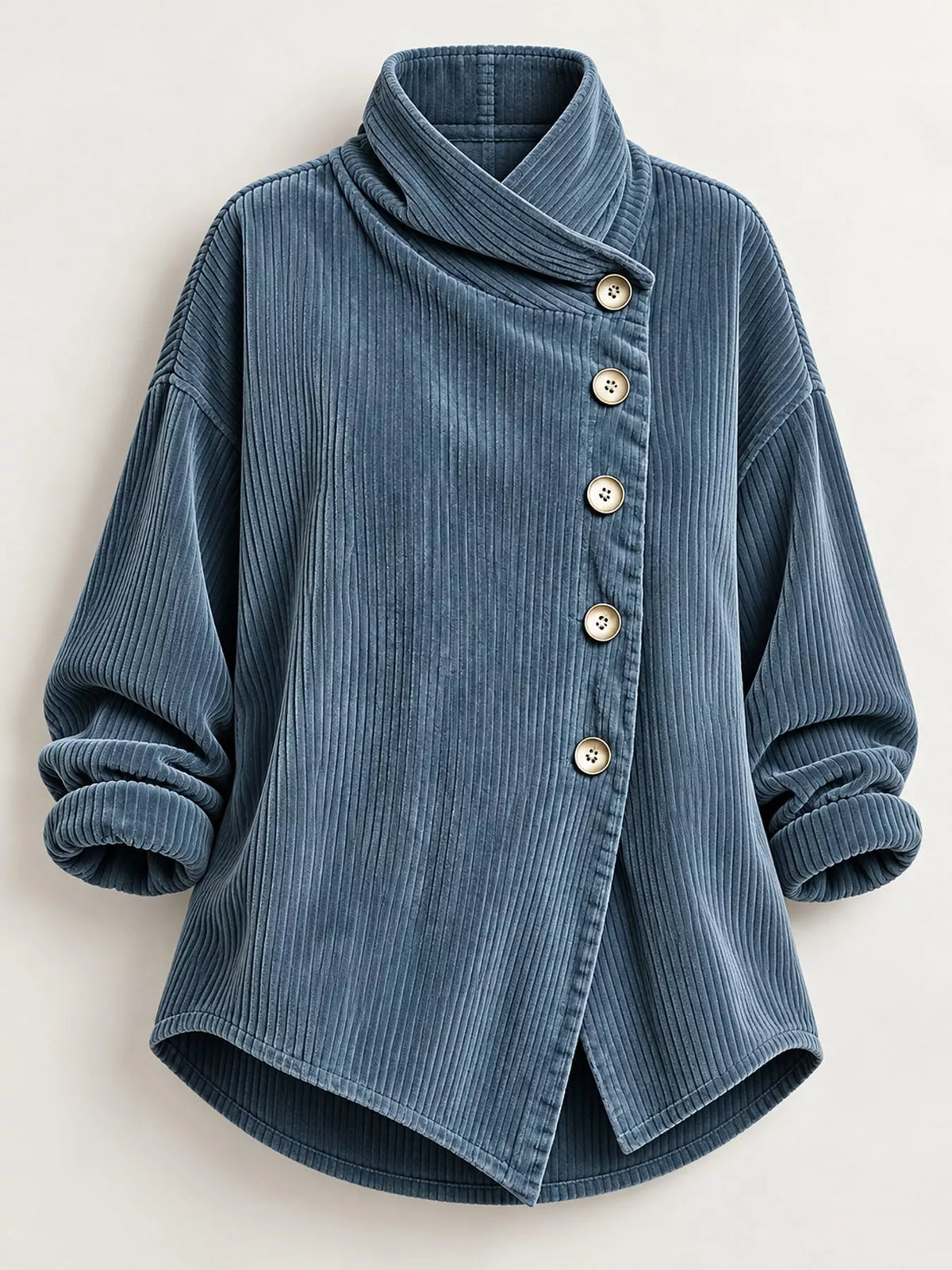 full size asymmetric button-down corduroy jacket plus | dropsona - neutral - material texture
