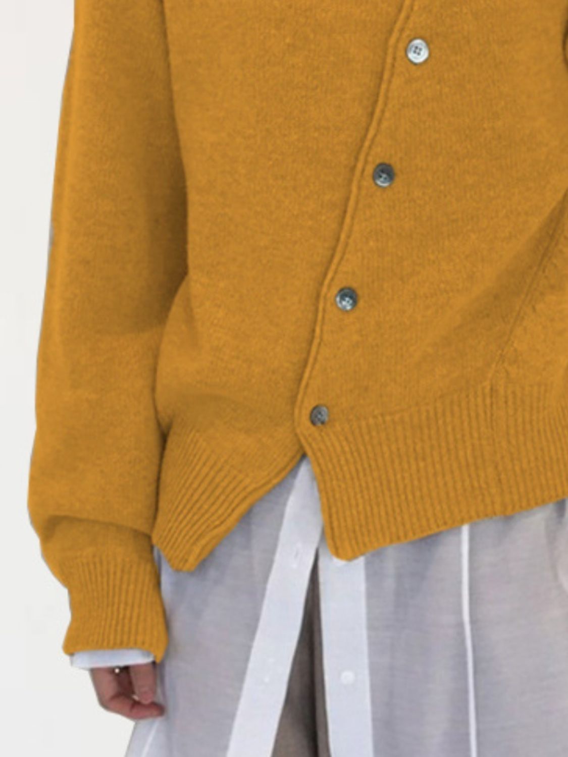 dropped shoulder buttoned cardigan – basic style | dropsona - neutral - close-up detail