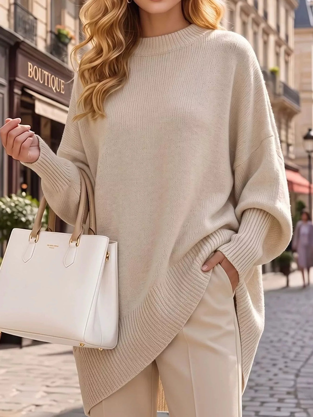 full size ribbed knit dropped shoulder sweater plus | dropsona - neutral - everyday use