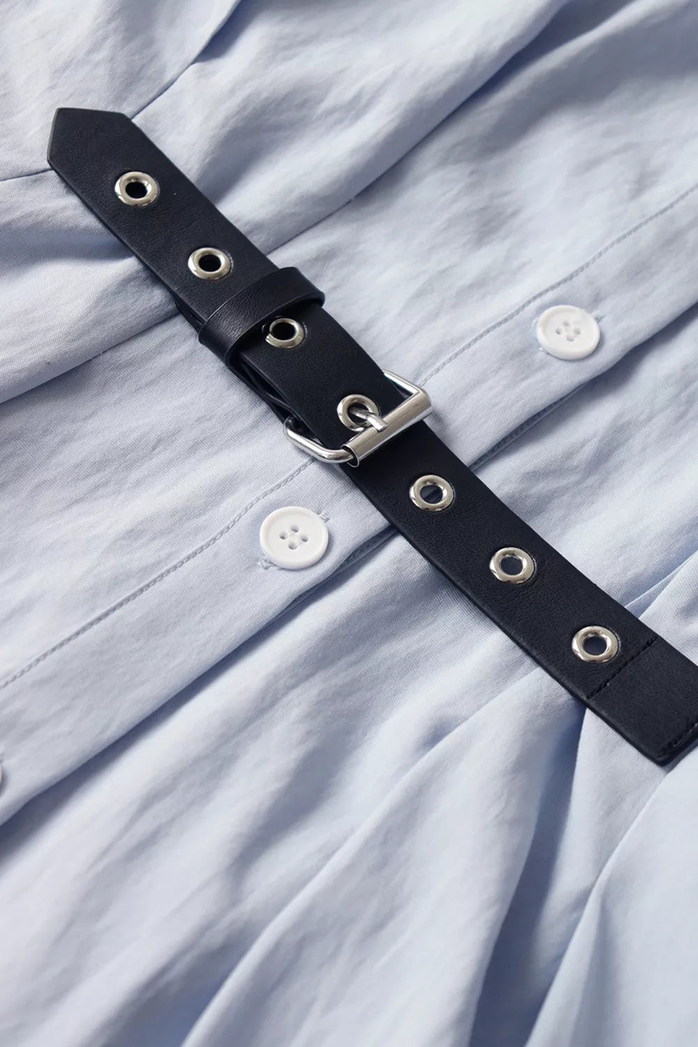 button up short sleeve shirt dress – buttoned | dropsona - neutral - front view