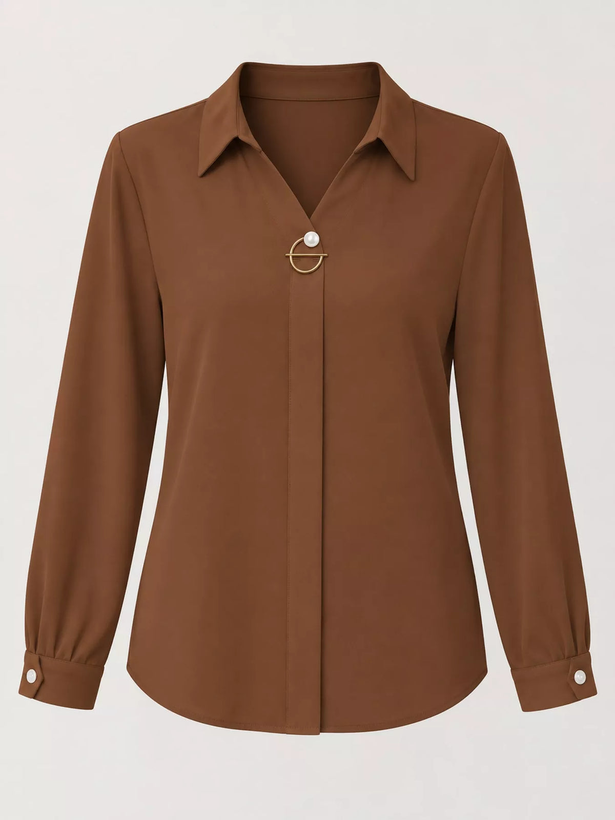 long sleeve satin blouse | dropsona - neutral - material texture