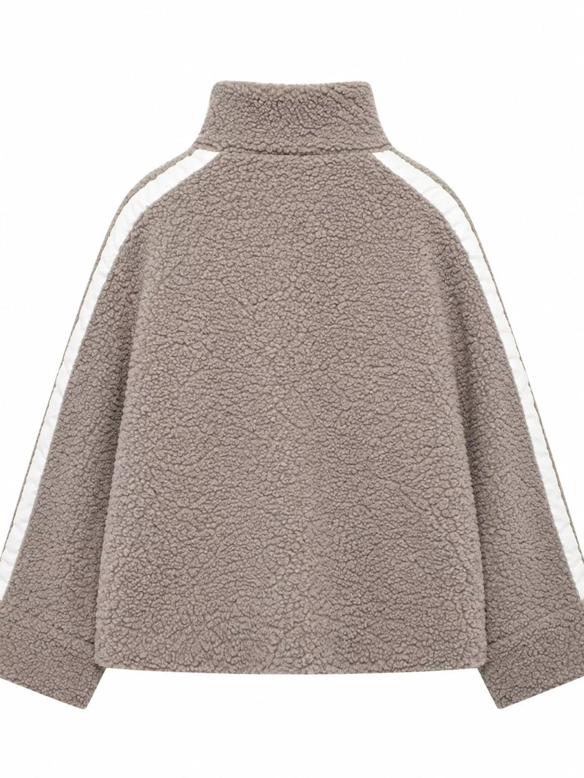 sherpa zip-up outerwear | dropsona - neutral - material texture