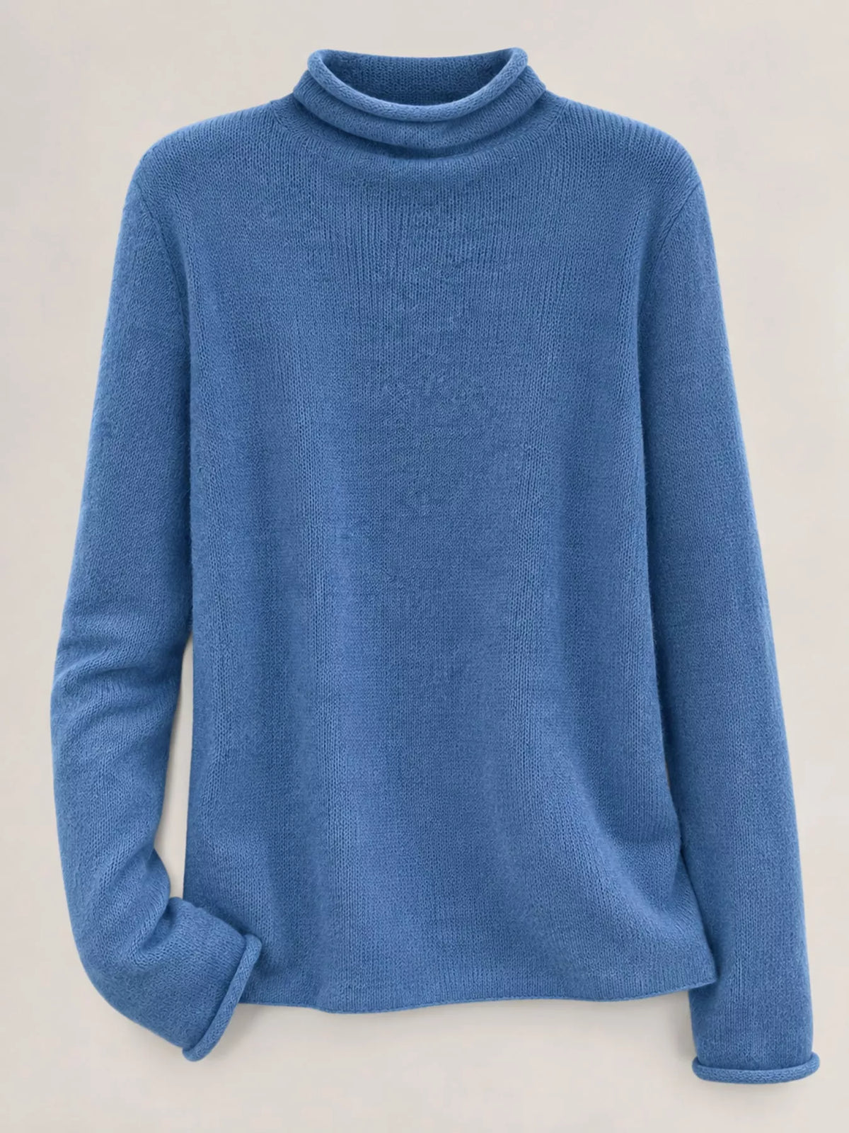 sheer turtleneck knit top | dropsona - neutral - front view
