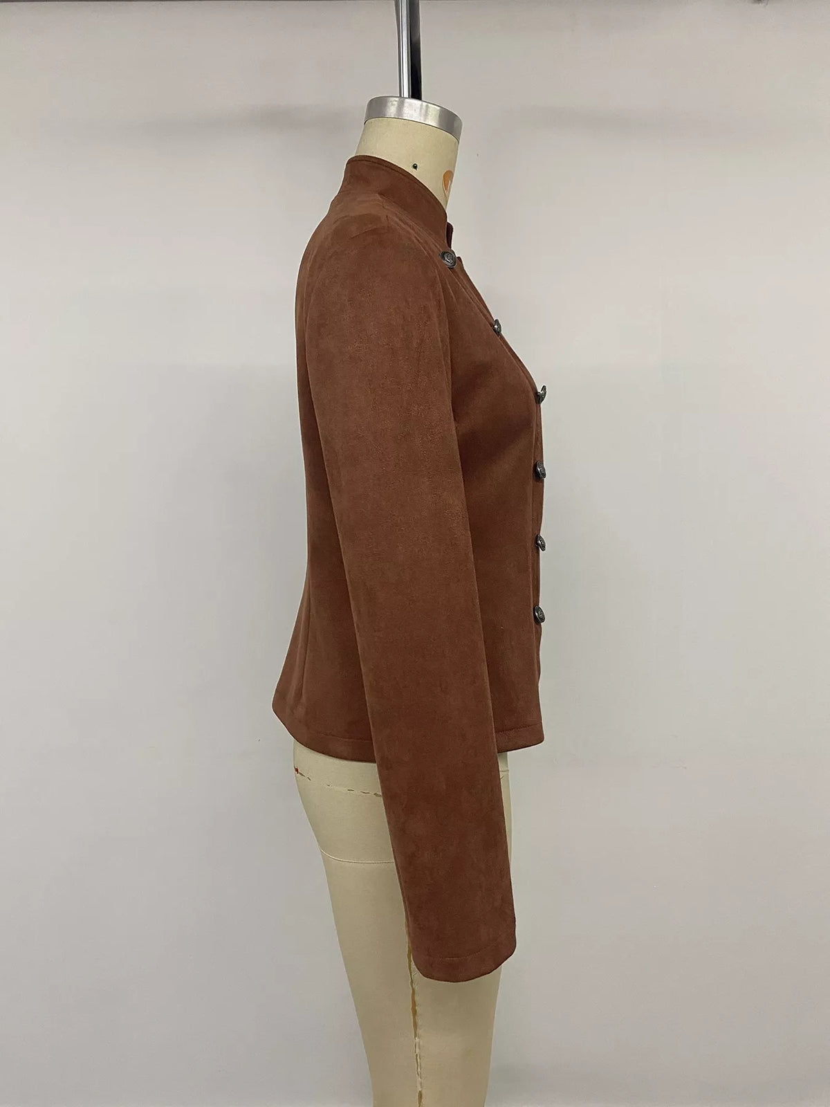 vintage stand collar cropped jacket | dropsona - neutral - size reference