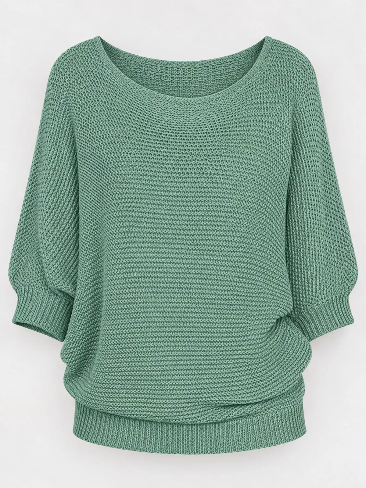full size boat neck 3/4 sleeve sweater plus | dropsona - neutral - close-up detail