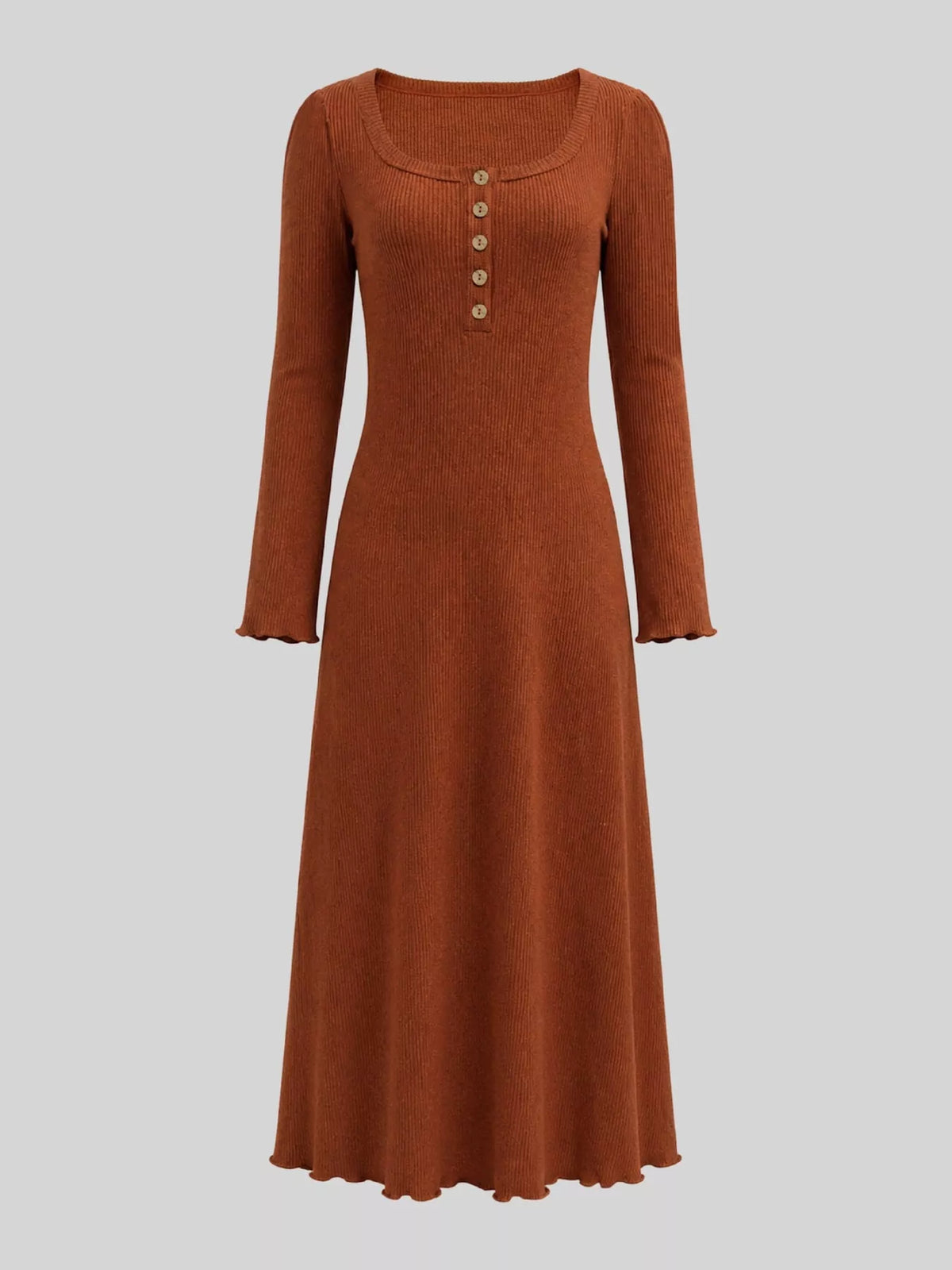 button-front ribbed knit maxi dress | dropsona - neutral - size reference