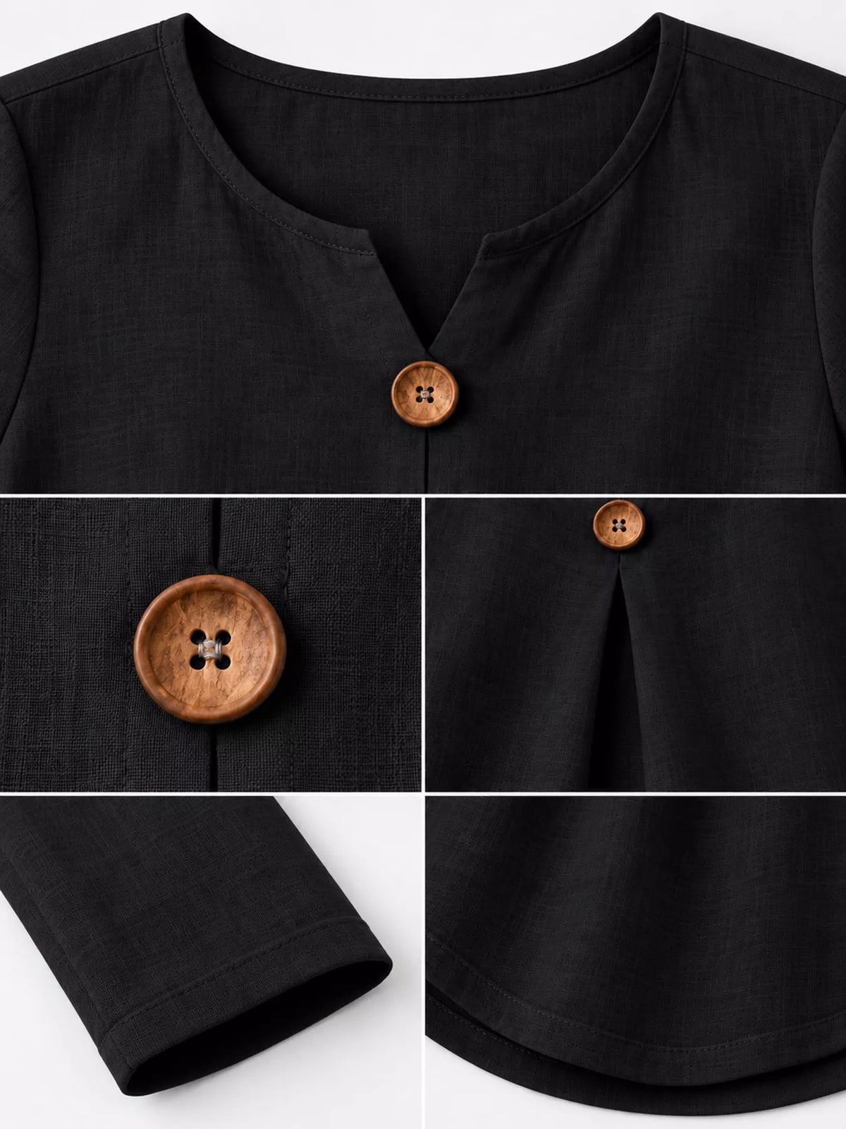 full size long sleeve blouse with decorative wooden | dropsona - neutral - usage example