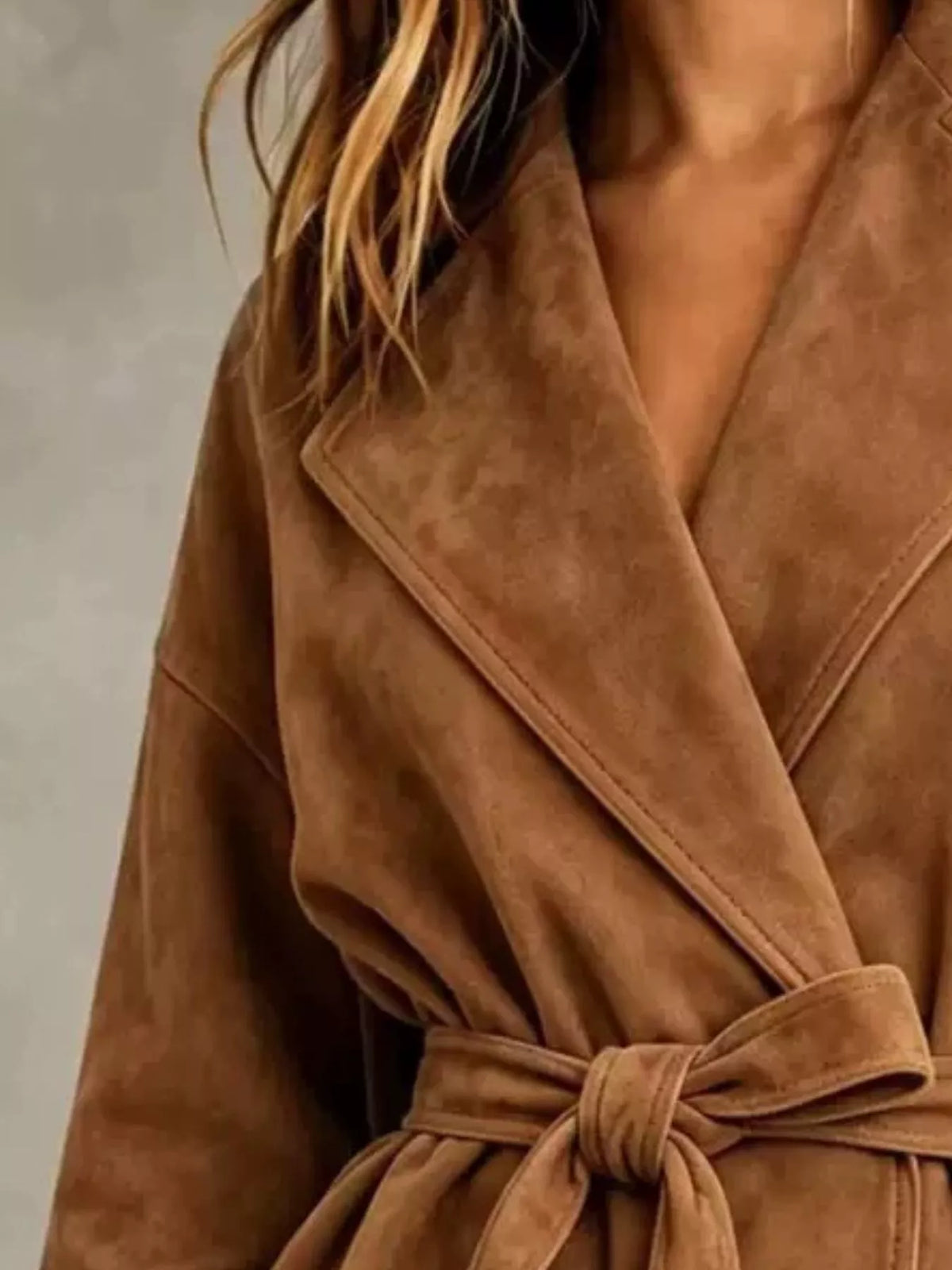 tie-waist lapel collar jacket – yeesh | dropsona - neutral - material texture