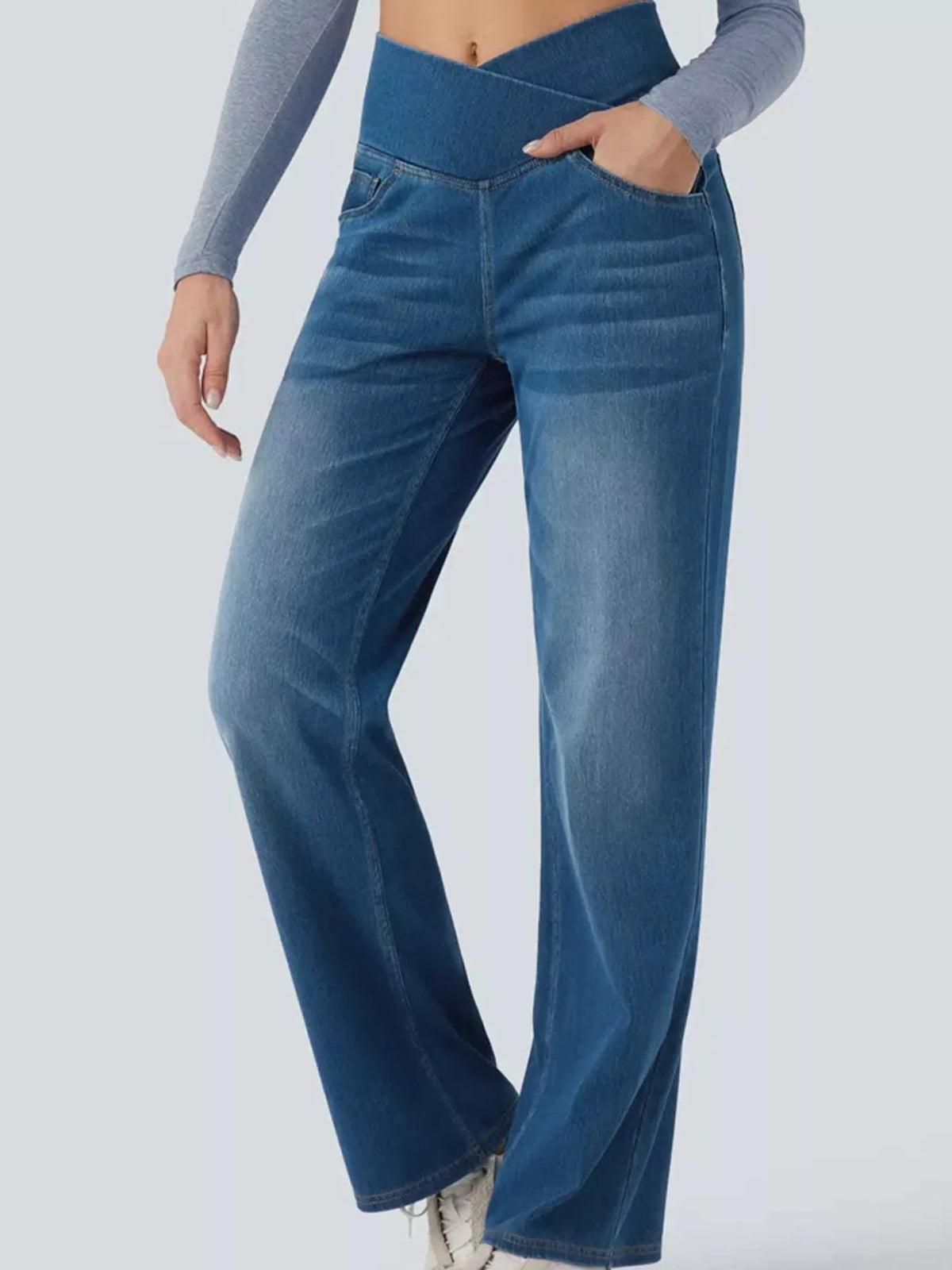 cat's whisker high-waisted cross-over waistband | dropsona - neutral - material texture
