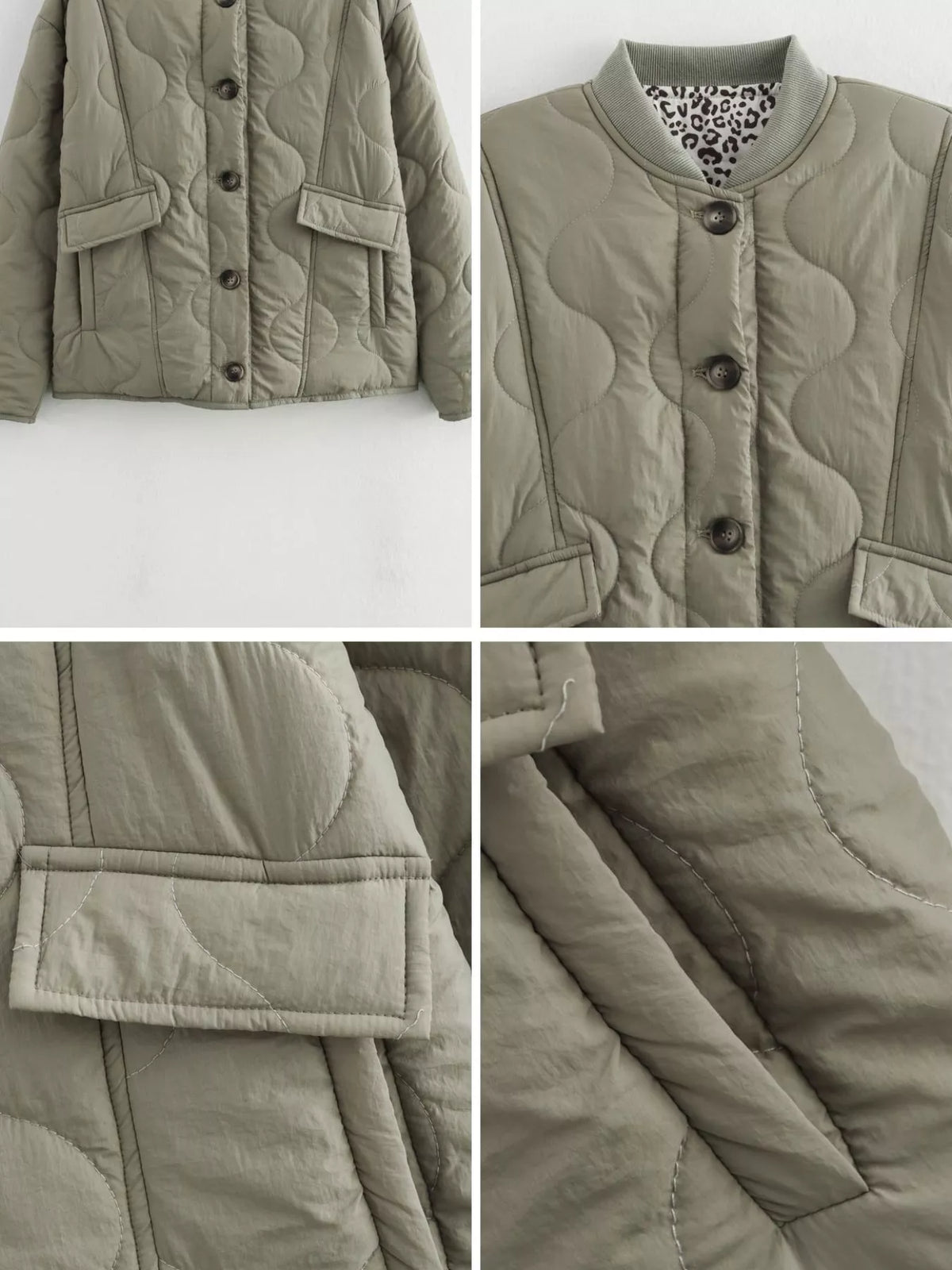 quilted button up jacket | dropsona polyester ≥95% - neutral - front view